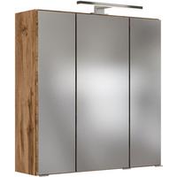 Spiegelschrank Lucca mit LED Eiche B: ca. 60 cm - Chromfarben, Design, Glas/Holzwerkstoff (60/66/20cm) - Held