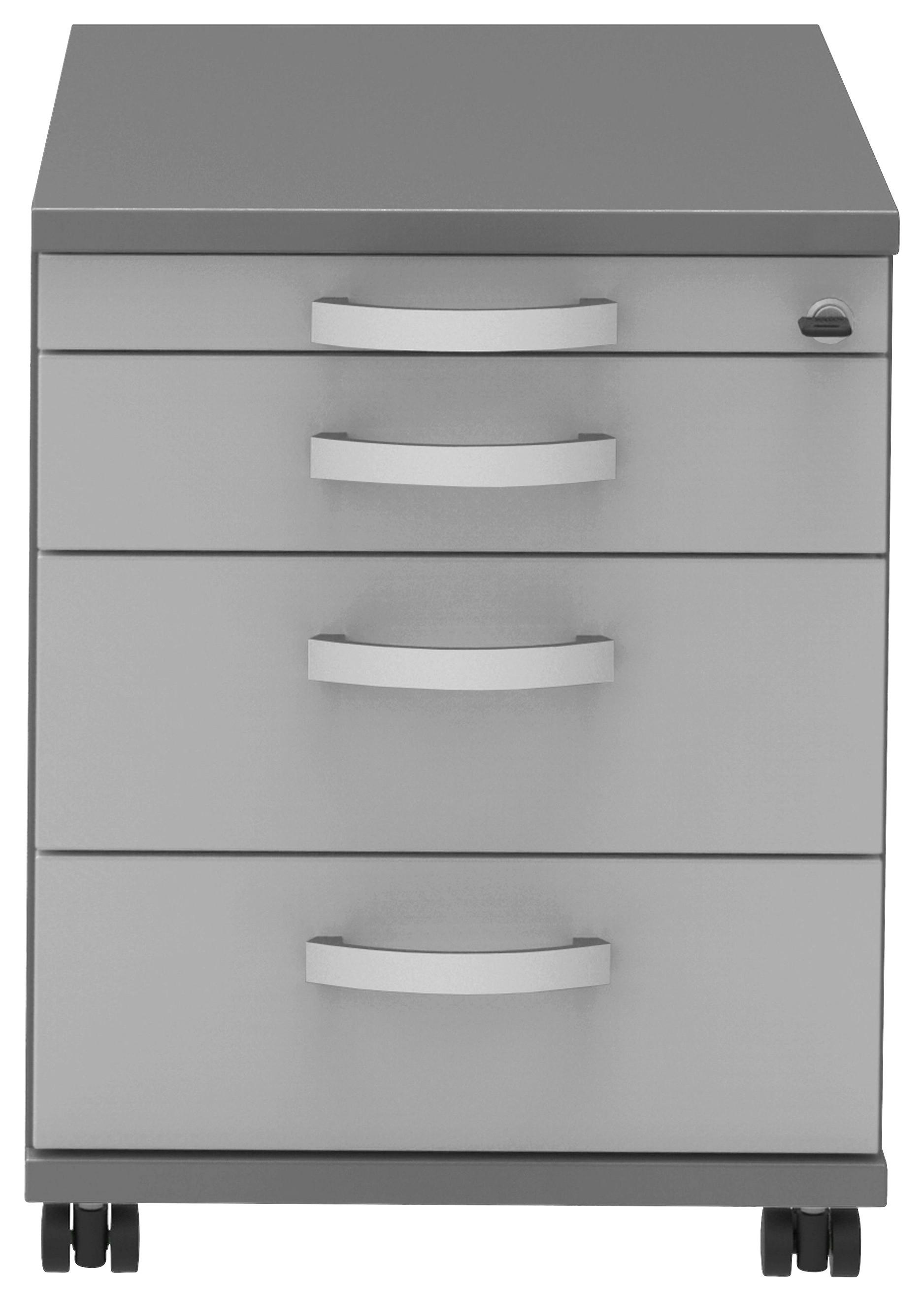 KONTENER NA KÓŁKACH TECHNO - antracytowy/jasnoszary, Konventionell, materiał drewnopochodny/metal (42,7/54,4/60cm) - Moderano
