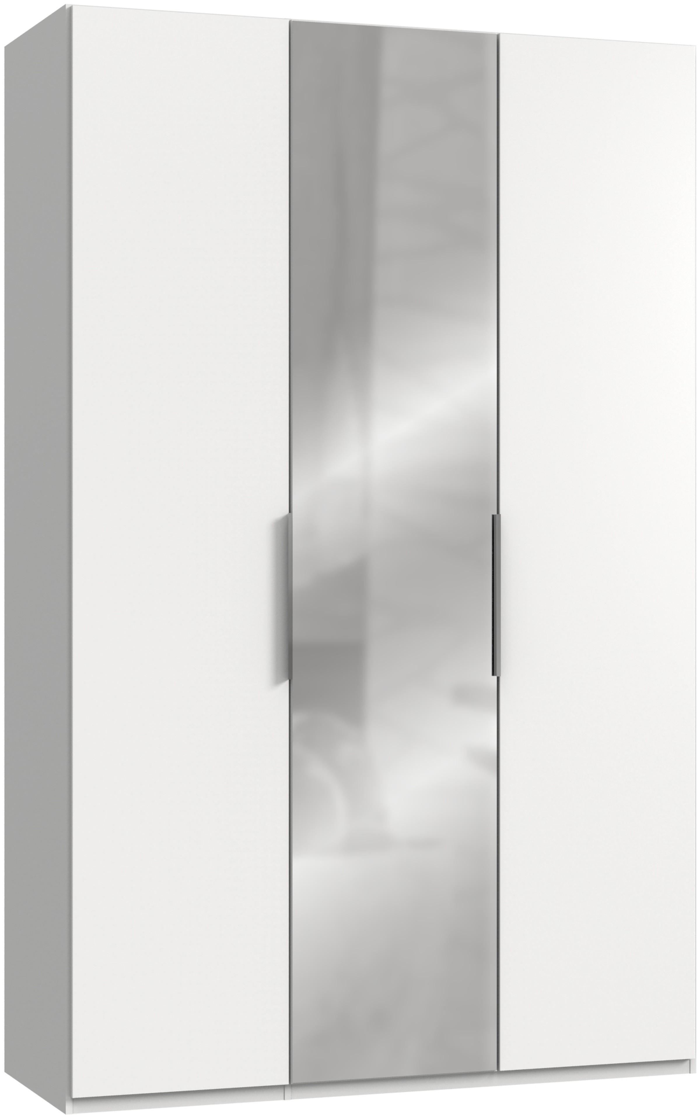 Drehtürenschrank Level 36A mit Spiegel ca. 150 cm Weiß - Chromfarben/Weiß, MODERN, Holzwerkstoff/Metall (150/236/58cm) - MID.YOU