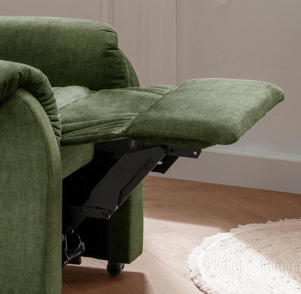 Fernsehsessel Nino Dunkelgrün Velours - Dunkelgrün/Schwarz, Design, Kunststoff/Textil (76/106/94cm) - Livetastic