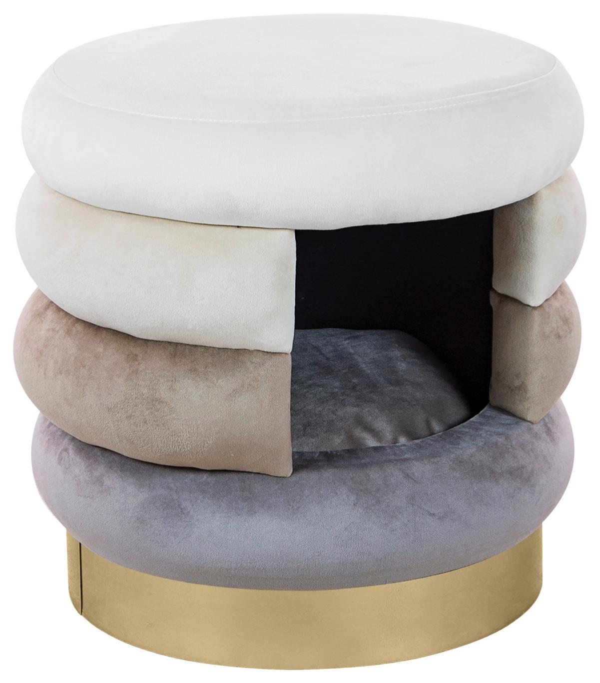 Ülőke Bézs Deto - bézs, Trend, faalapú anyag/textil (43/41cm)