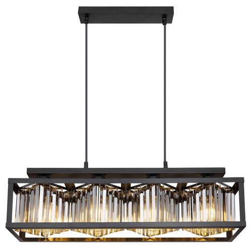 HÄNGELEUCHTE 15697-4H MATHILDE - Schwarz, Design, Kunststoff/Metall (68/17/120cm) - Globo