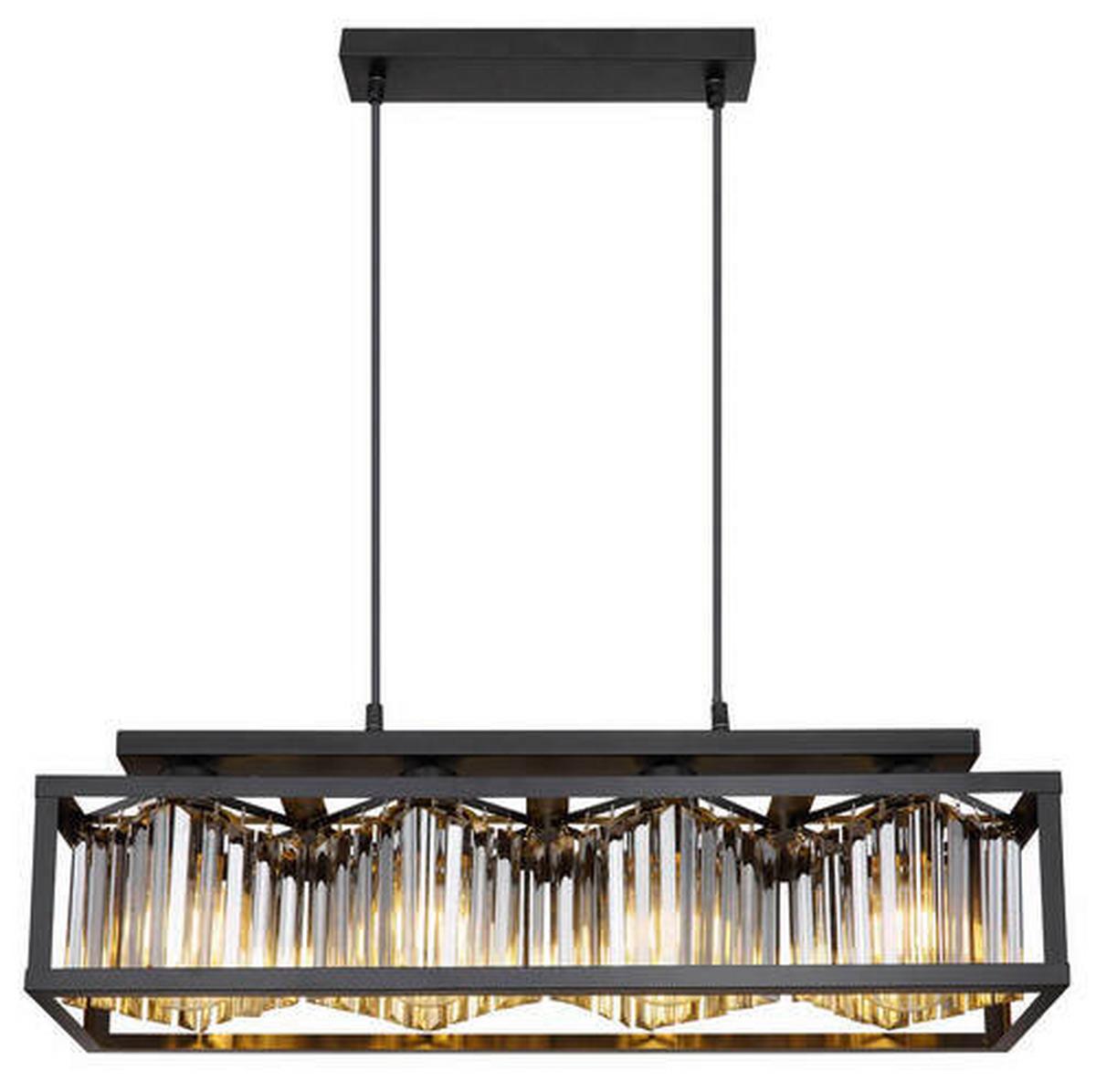 HÄNGELEUCHTE 15697-4H MATHILDE - Schwarz, Design, Kunststoff/Metall (68/17/120cm) - Globo