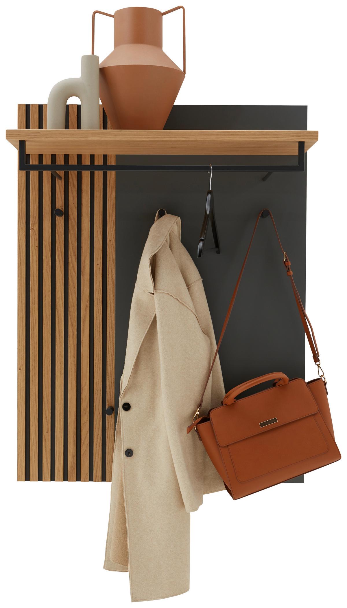 PANEL DO PRZEDPOKOJU RIVA -EXKLUSIV- - kolor dębowy/szary, Design, materiał drewnopochodny/metal (81/106/27cm) - Dieter Knoll