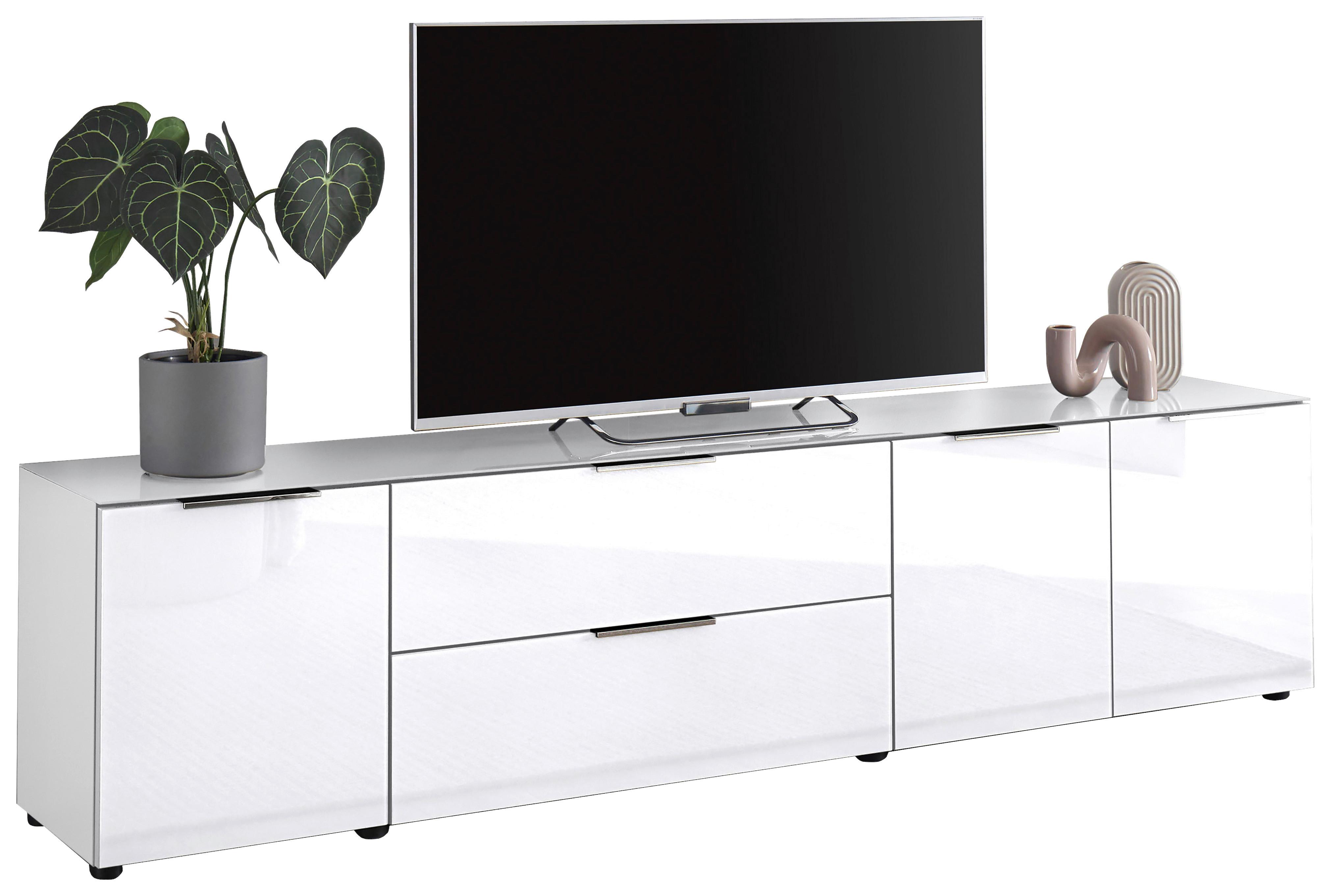 Lowboard Siena Weiss - Chromfarben/Weiss, Modern, Glas/Holzwerkstoff (226/55/40cm) - Mömax