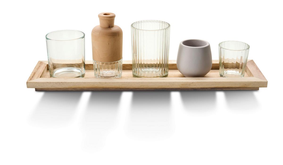 Dekor Tálca Nola Ii - natúr színű/szürke, Basics, kő/Üveg (42/14/11cm) - Modern Living