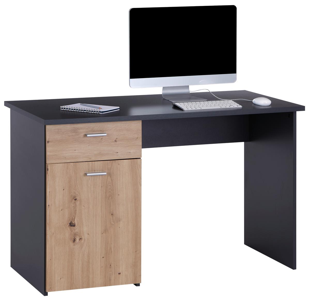 Pisalna Miza Simon Antracit, Barva Hrasta - barve aluminija/antracit, Moderno, umetna masa/leseni material (120/75,5/60cm) - Mömax