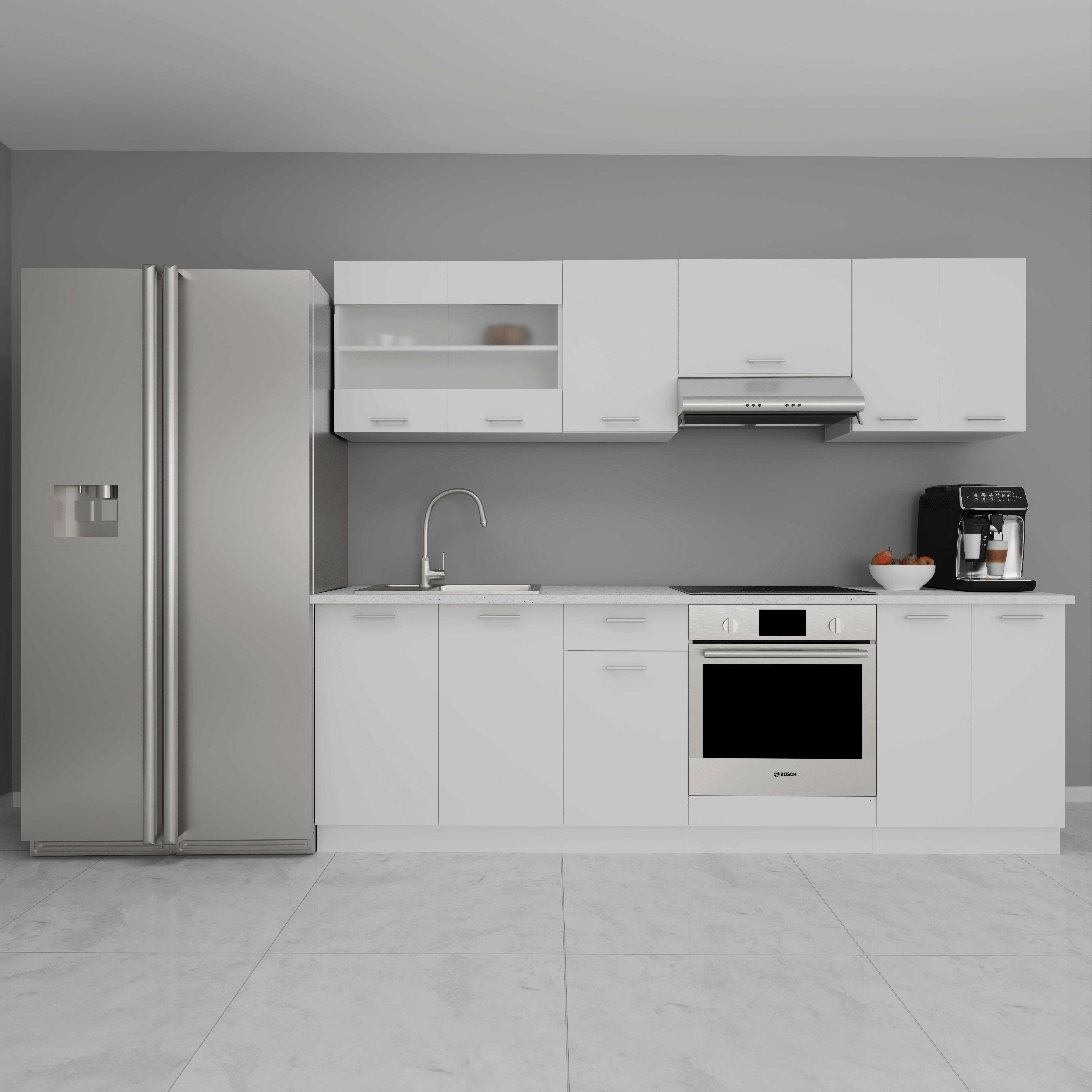 Kuhinjski Blok Brez Aparatov Esilo, Bela - bela/barve aluminija, Konvencionalno, kovina/leseni material (240cm) - MID.YOU