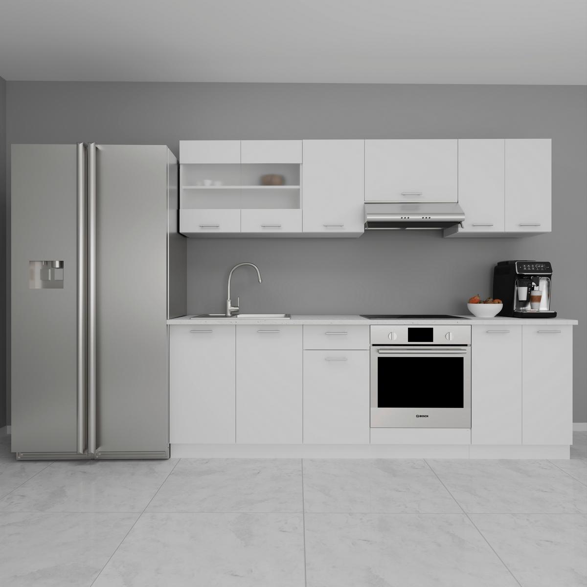 Kuhinjski Blok Brez Aparatov Esilo, Bela - bela/barve aluminija, Konvencionalno, kovina/leseni material (240cm) - MID.YOU