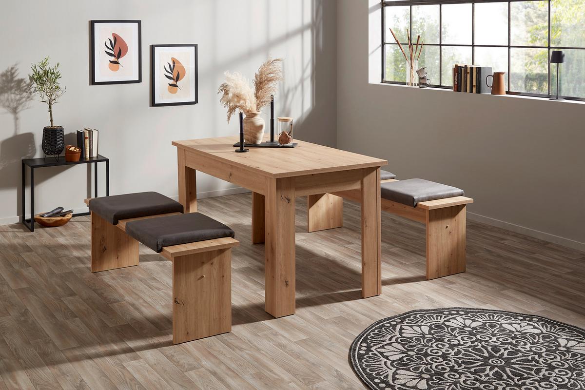 Jedilna Garnitura Pariz, Hrast Artisan, Miza, 2 Klopi - hrast artisan, Konvencionalno, leseni material (137/77/75cm) - Based