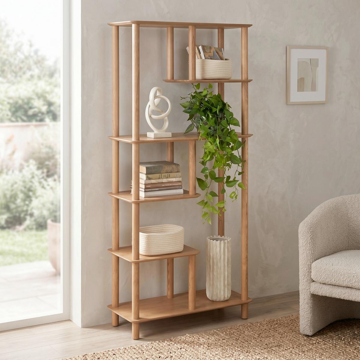 Álló Polc Mats - natúr színű, Modern, faalapú anyag/fa (70/142/30cm) - Premium Living