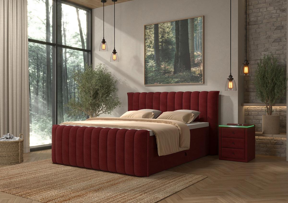 PAT BOXSPRING LINA - roșu, Konventionell, plastic/lemn (200/220cm) - Premium Living