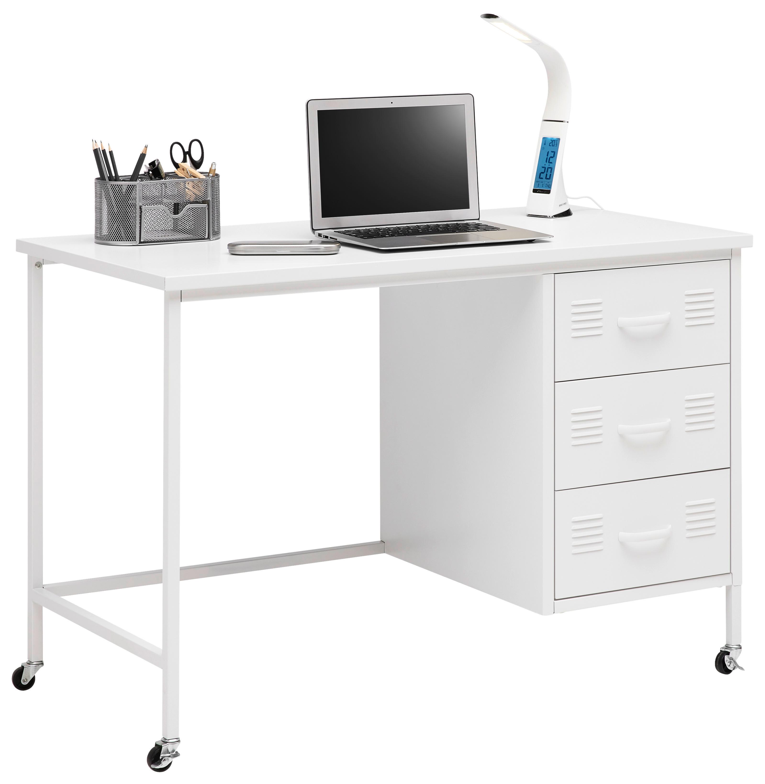 Schreibtisch Metallica Weiss - Weiss/Schwarz, Modern, Kunststoff/Metall (110/75/55cm) - Mömax