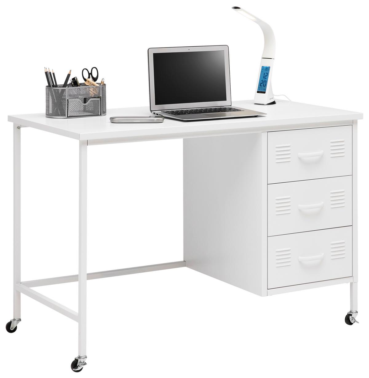 Schreibtisch Metallica Weiss - Weiss/Schwarz, Modern, Kunststoff/Metall (110/75/55cm) - Mömax