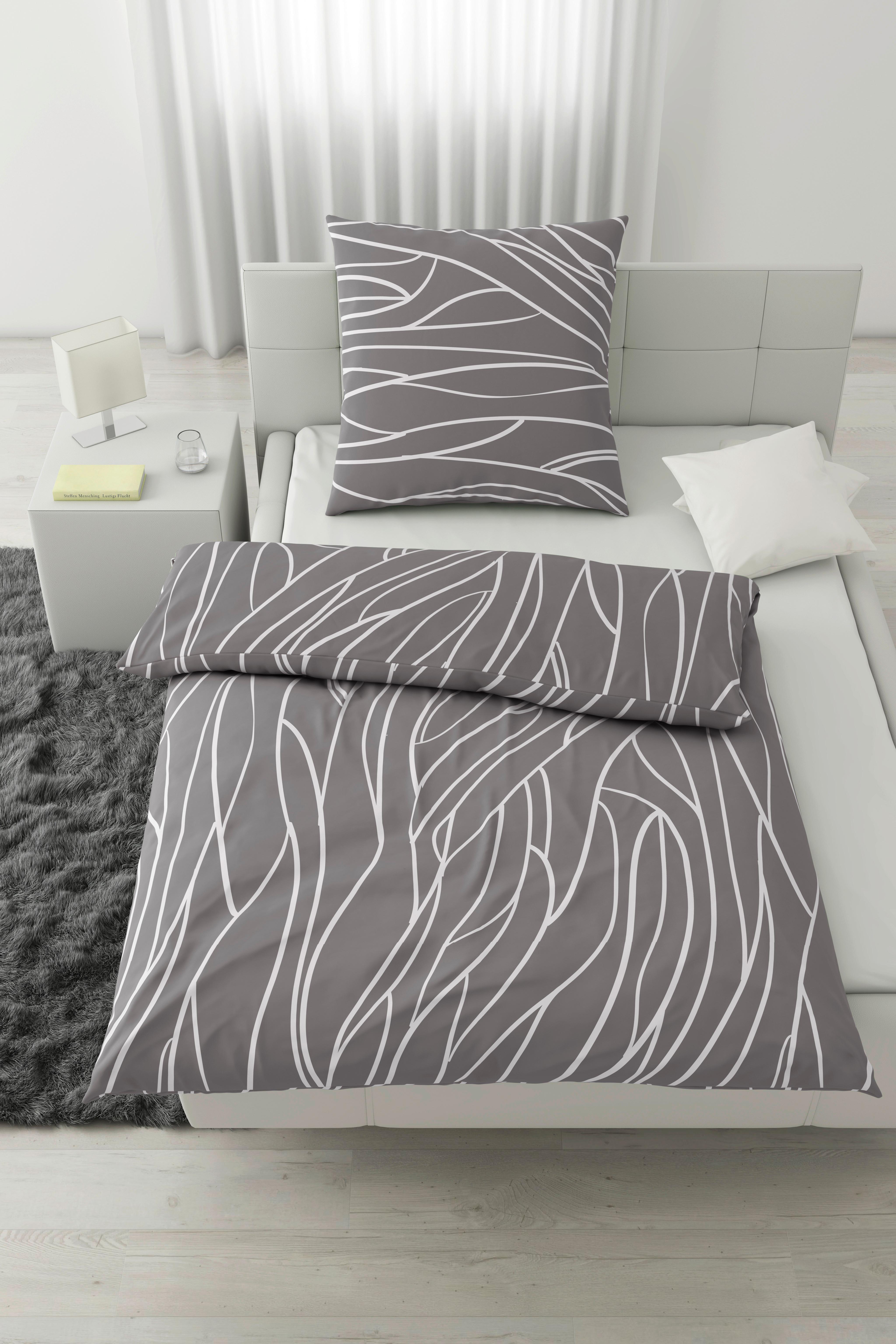 Bettwäsche Juliane XL Grau ca. 155x220cm - Grau, KONVENTIONELL, Textil (155/220cm) - Mömax