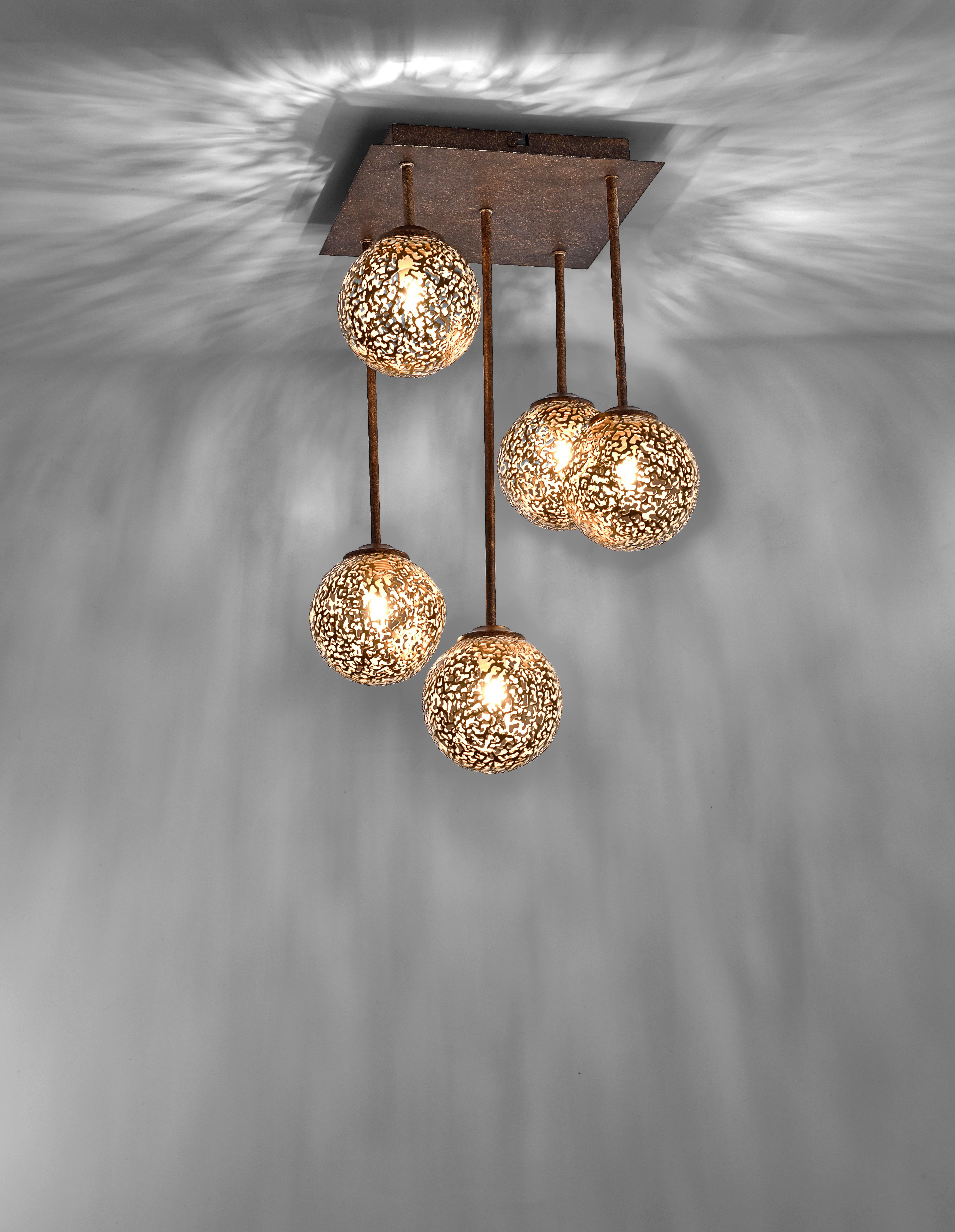 LAMPA SUFITOWA 6234-48 GRETA - kolor rdzawy, Lifestyle, metal (27/27/47cm) - Paul Neuhaus