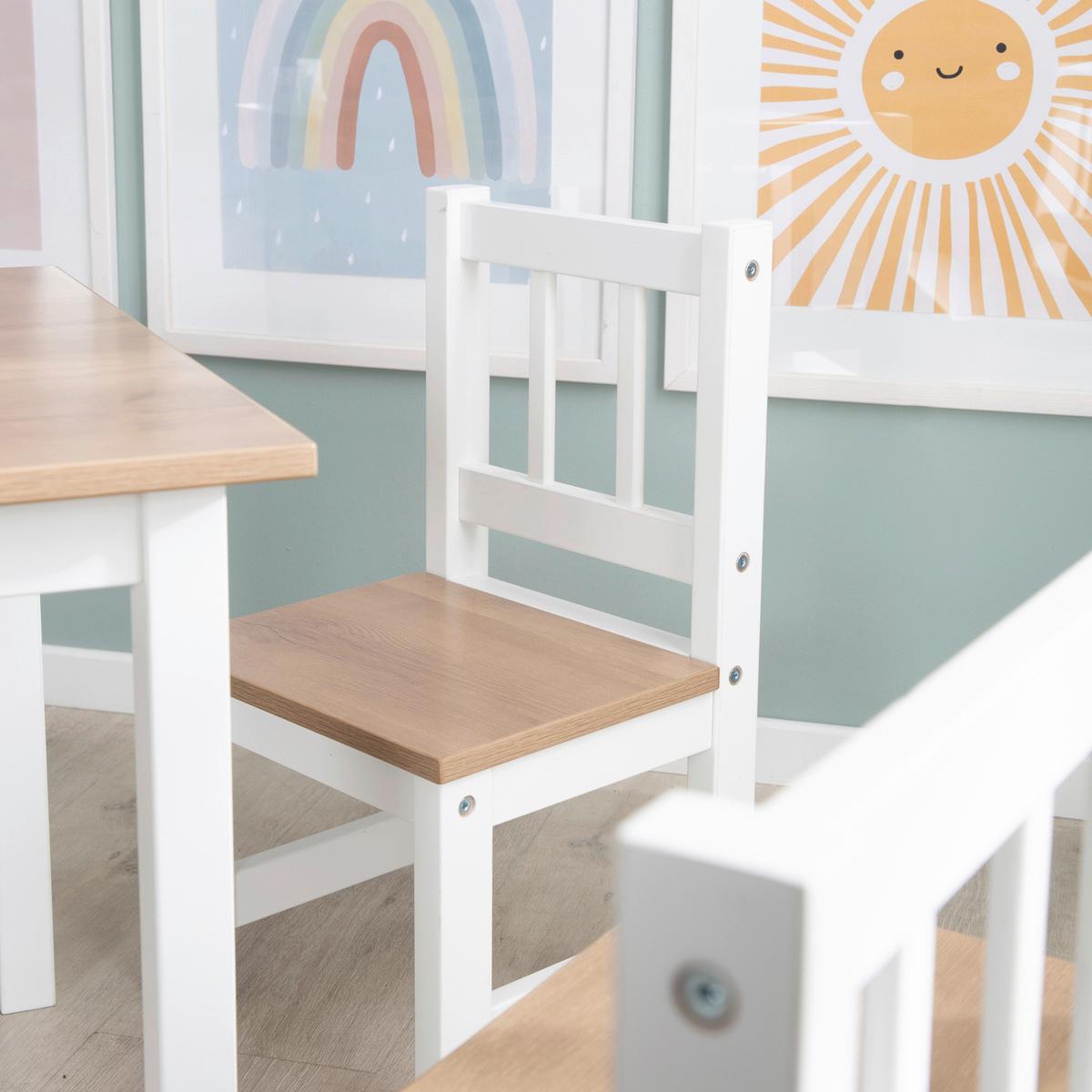 Kindersitzgruppe Woody in Natur/Weiss - Hellbraun/Weiss, Holzwerkstoff (28.5null) - Roba