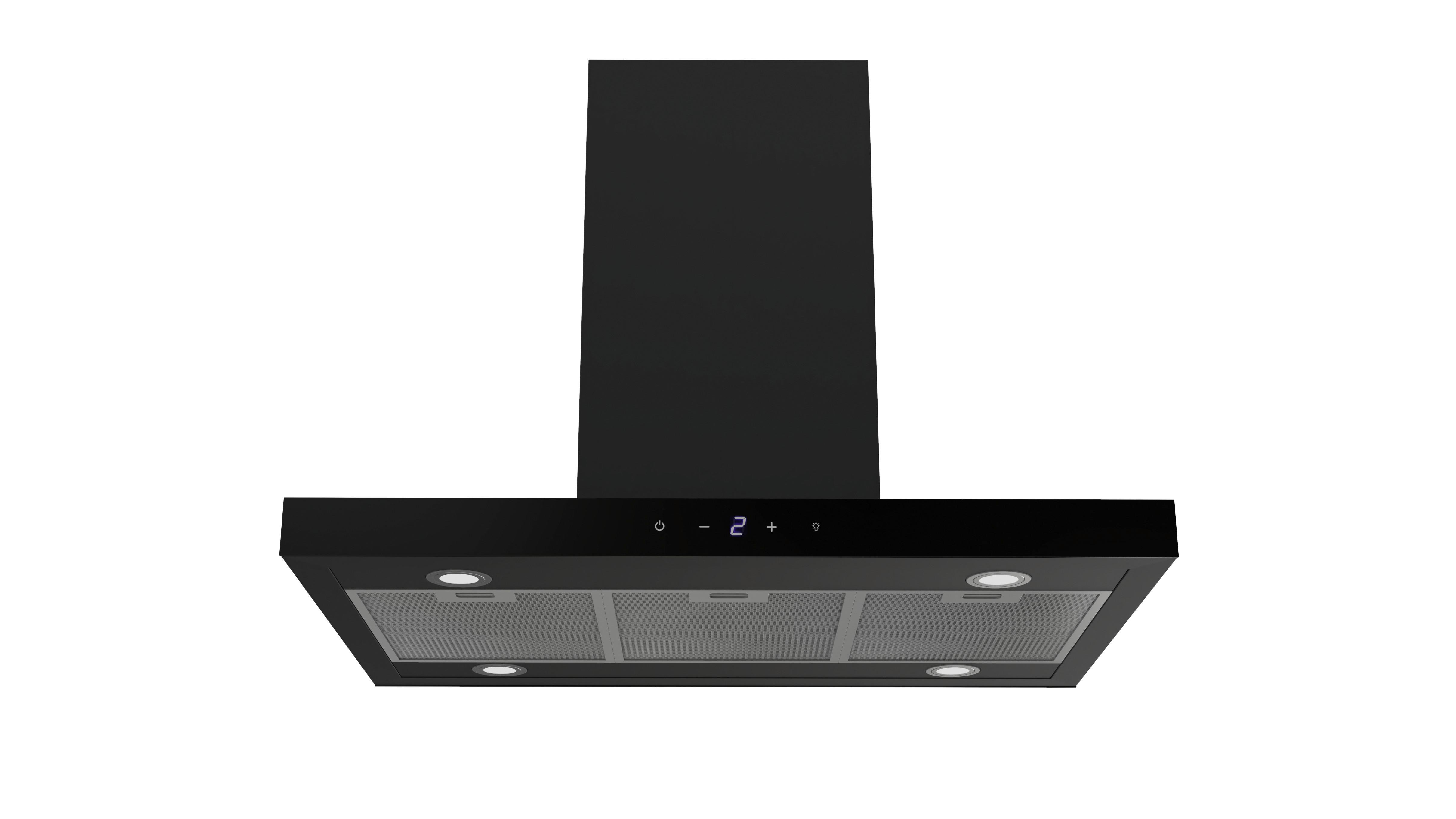 Dunstabzugshaube CH44199GISS Schwarz - Schwarz, Trend, Glas/Metall (89,5/65/60cm) - Respekta