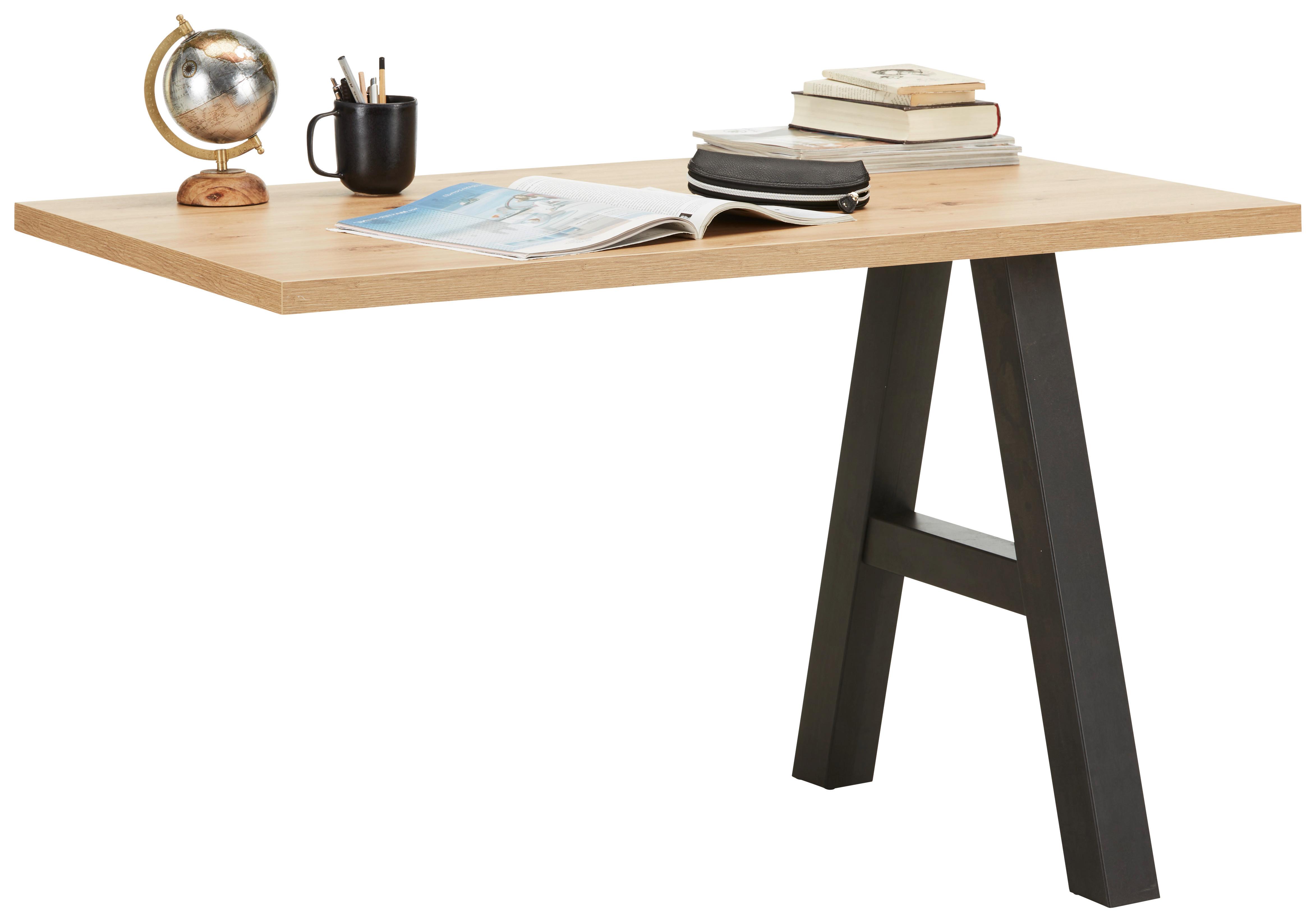 Íróasztal Bővítő Elem Mister Office - Tölgyfa/Fekete, modern, Faalapú anyag (120/75/70cm) - Modern Living