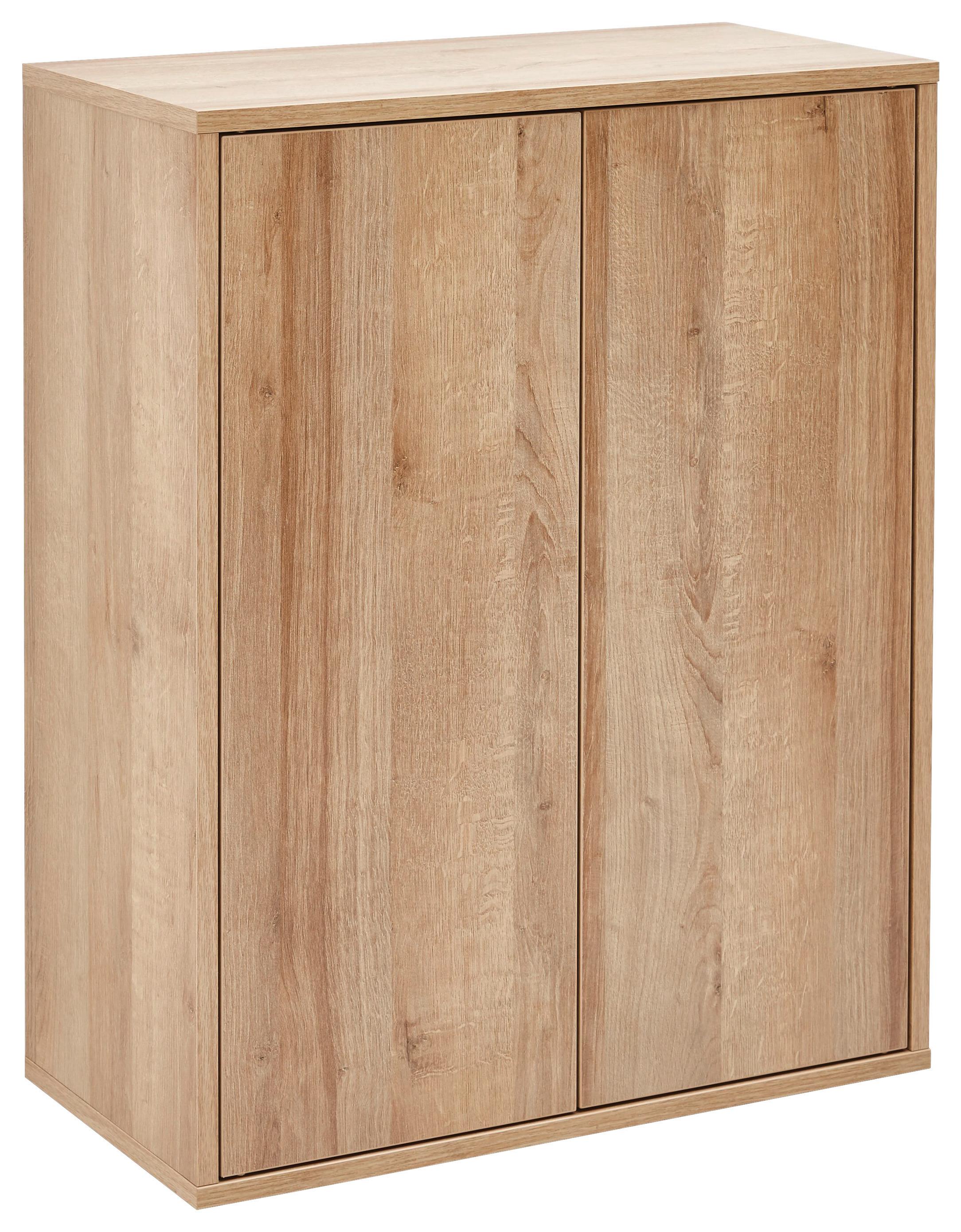 Midischrank "Finn" , eiche - Eichefarben, MODERN, Glas/Holzwerkstoff (60/75/30,5cm) - MID.YOU