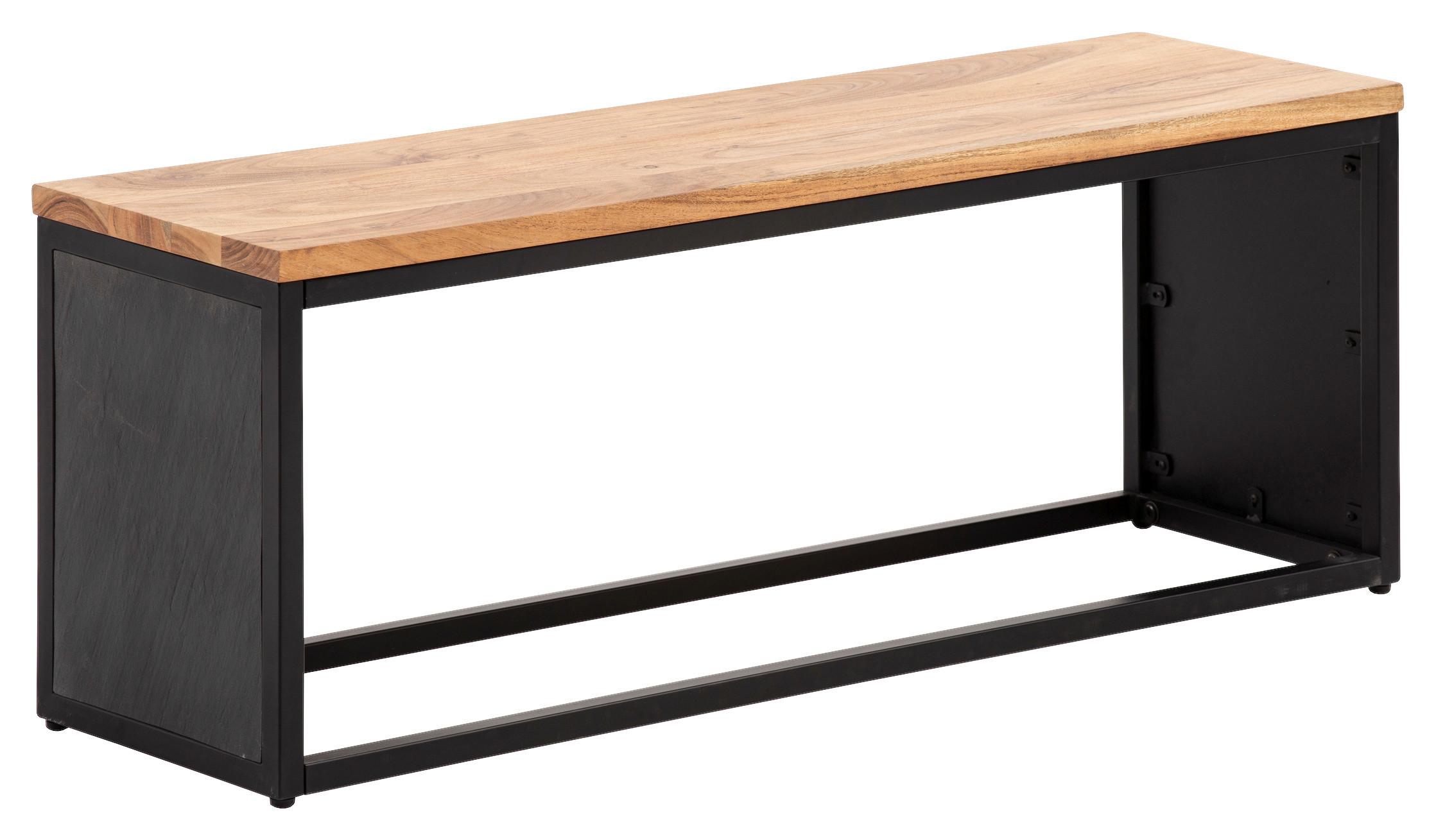 Sitzbank ca.120x45x35cm Akazie Echtholz - Schwarz, LIFESTYLE, Holz/Holzwerkstoff (120/45/35cm) - MID.YOU