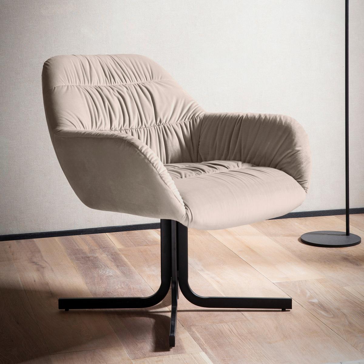 SESSEL WL6.952 - Beige/Schwarz, Design, Textil/Metall (64/74/68cm) - Livetastic