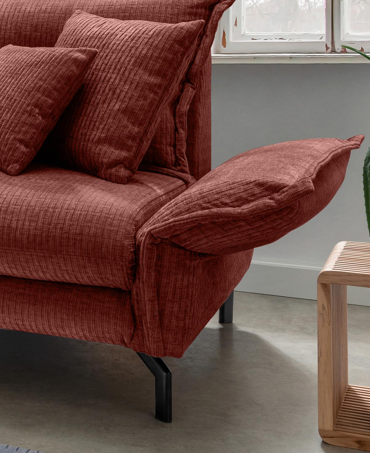 ECKSOFA LAVA - Koralle/Schwarz, Design, Textil/Metall (180/255cm) - Livetastic