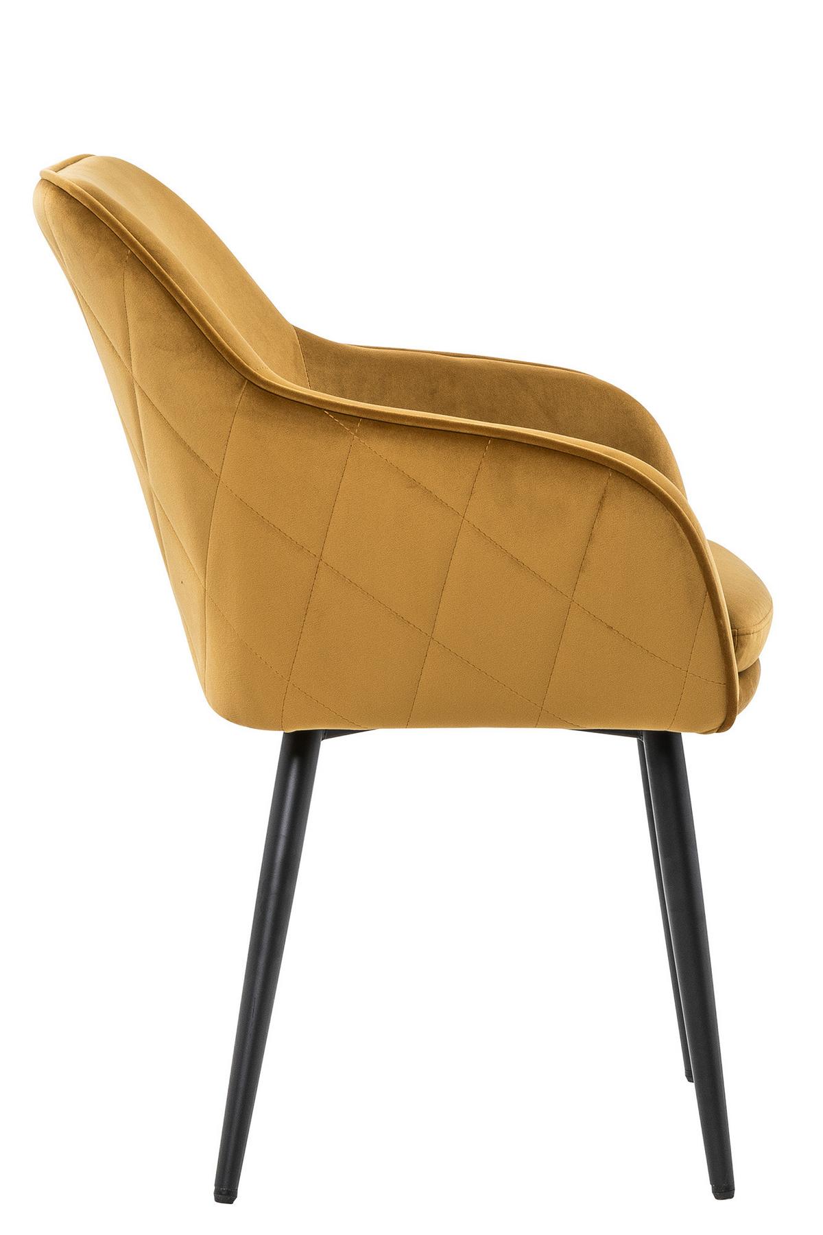 Naslanjač Samt, Gorčično Rumena - črna/gorčično rumena, Moderno, kovina/tekstil (61/85/60cm) - Livetastic