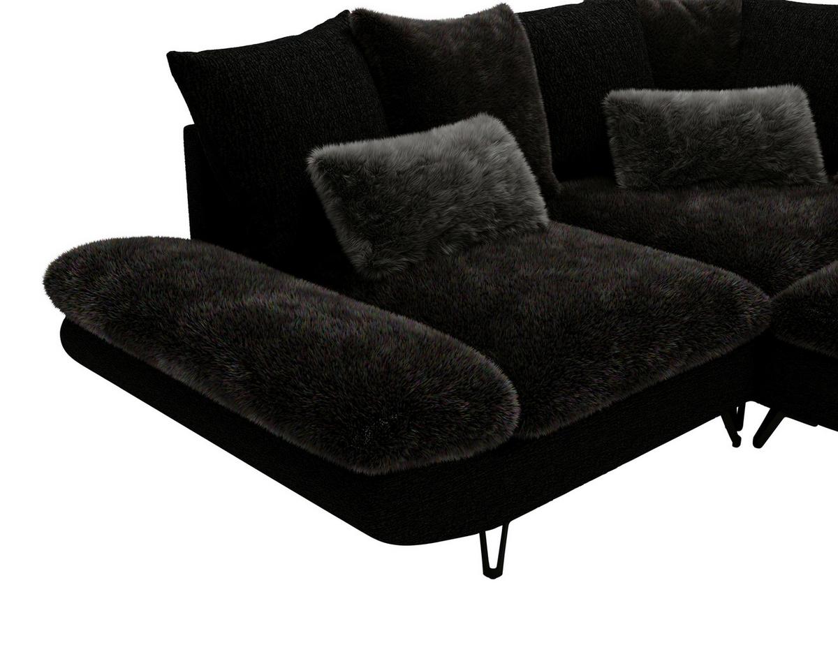 Wohnlandschaft Bormio - Schwarz/Dunkelblau, Modern, Textil/Metall (276/276cm) - Premium Living