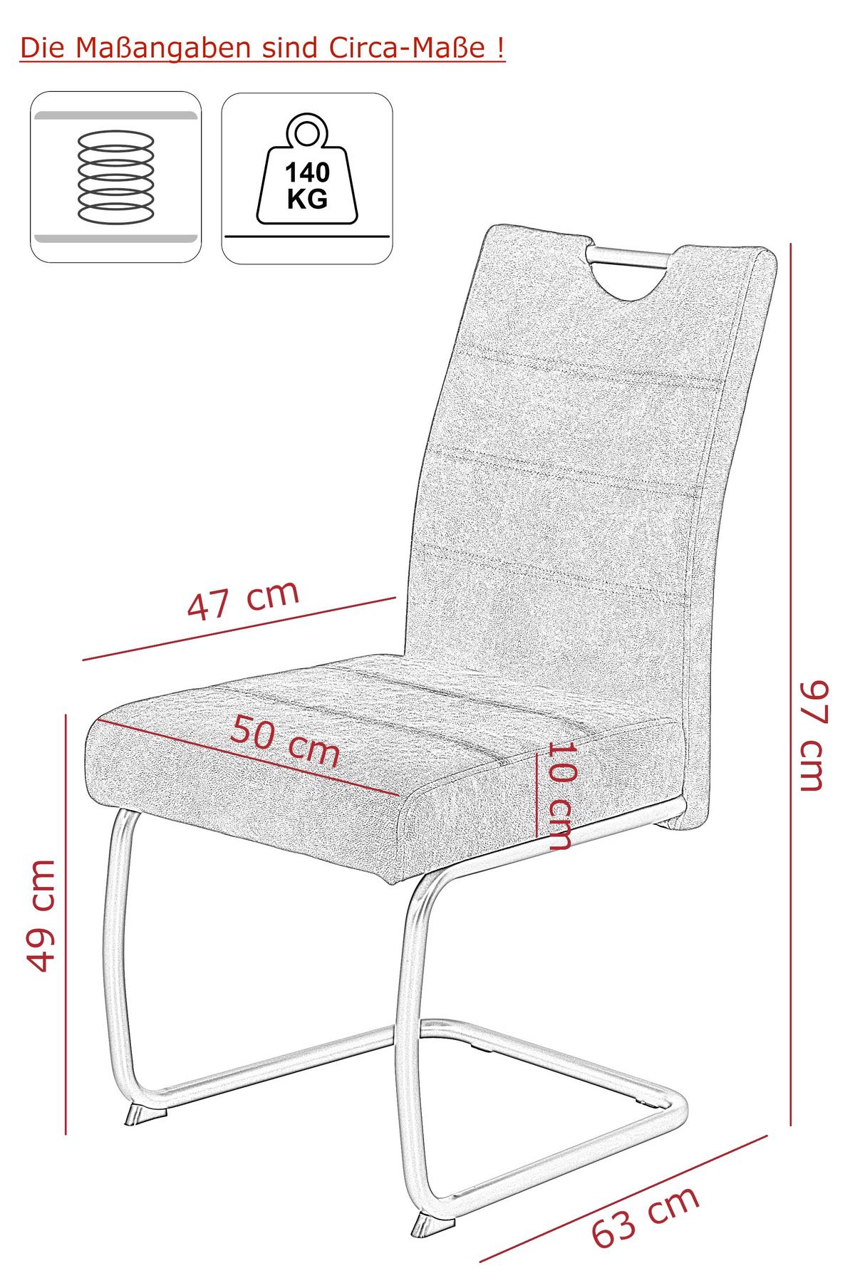SCHWINGSTUHL-SET LAURINA I S 2ER-SET - Anthrazit/Grau, MODERN, Textil/Metall (50/97/63cm) - P & B