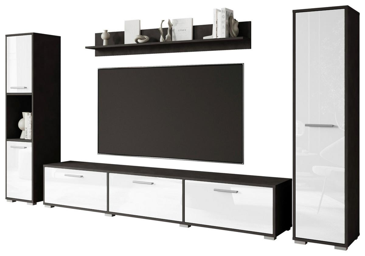 Dnevni Regal Bogota Xl, Antracit, Bela, 4-Delno - siva/bela, Basics, umetna masa/leseni material (240/130/31cm) - MID.YOU