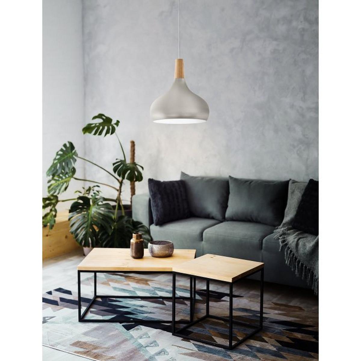 Hängeleuchte 96985* Sabinar - Hellbraun/Silberfarben, Trend, Holz/Metall (28/110cm) - Eglo