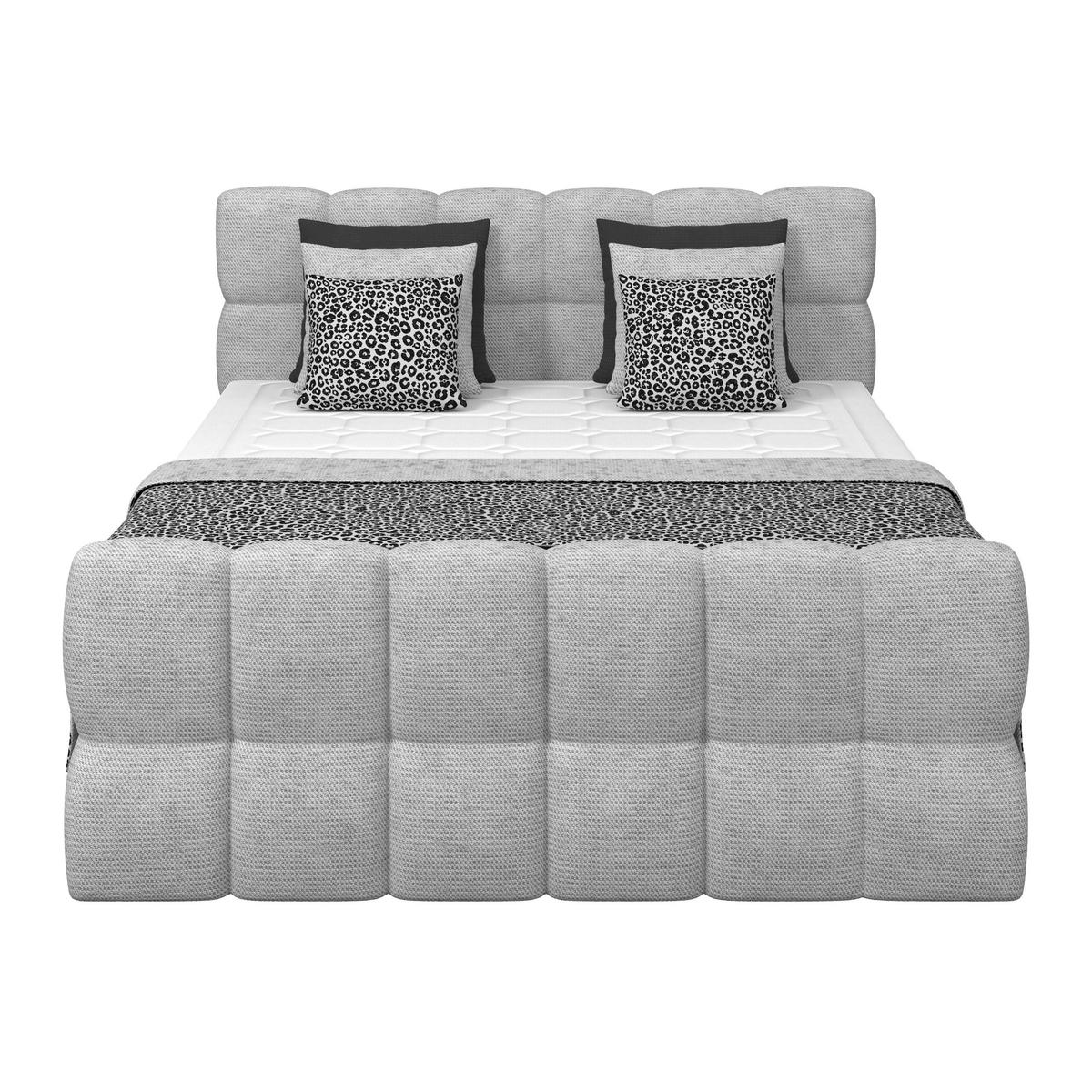 Postelja Boxspring Brisbane, Svetlo Siva, 180x200 - črna/svetlo siva, Trend, umetna masa/tekstil (180/200cm) - Premium Living