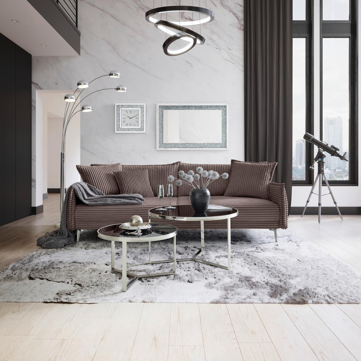 Bigsofa Kiss Dunkelbraun - Chromfarben/Dunkelbraun, MODERN, Holz/Metall (241/90/117cm) - Mömax