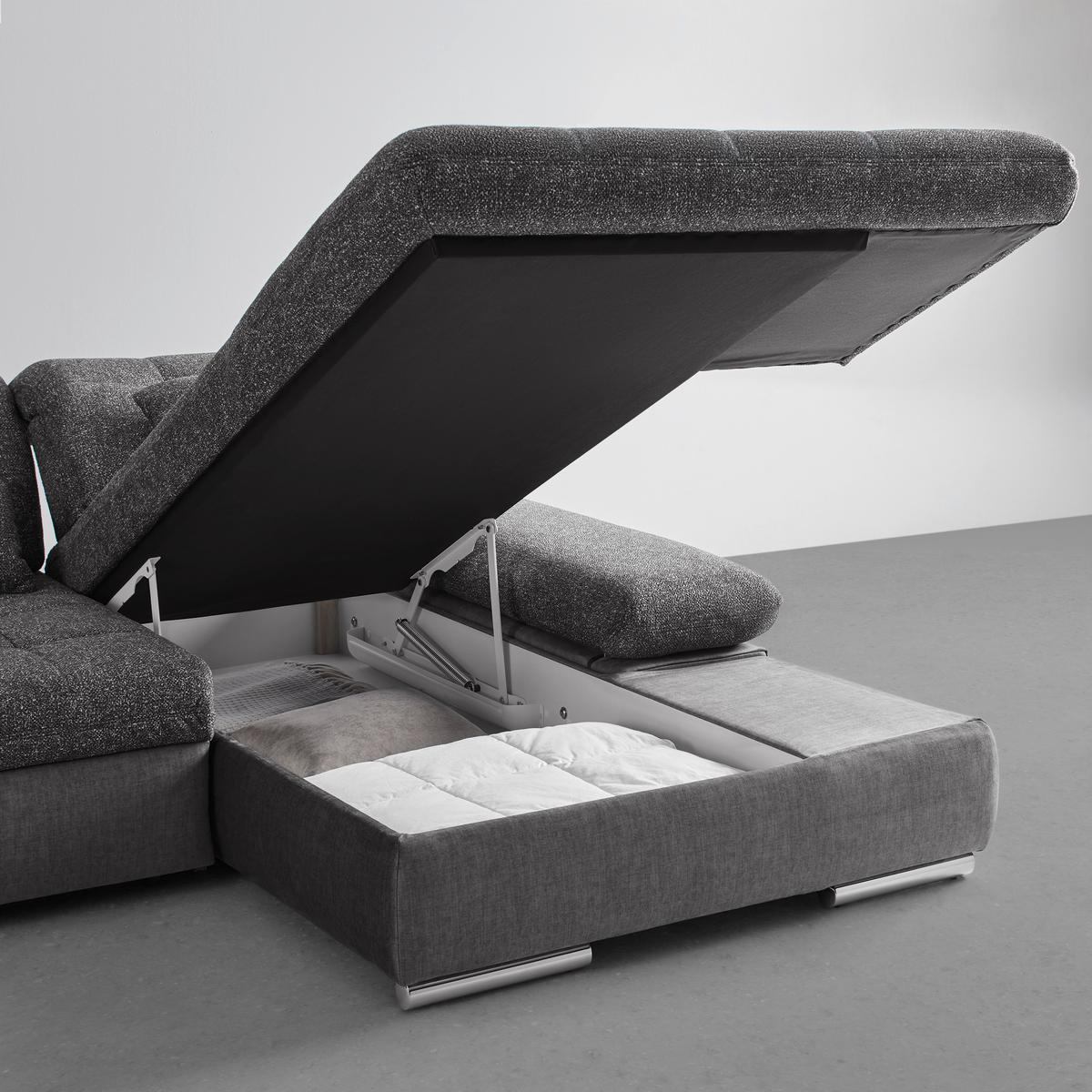 Sedežna Garnitura Sanfino, Siva, Ležišče, Predal - barve kroma/siva, Konvencionalno, kovina/tekstil (305/79-96/199cm) - Premium Living