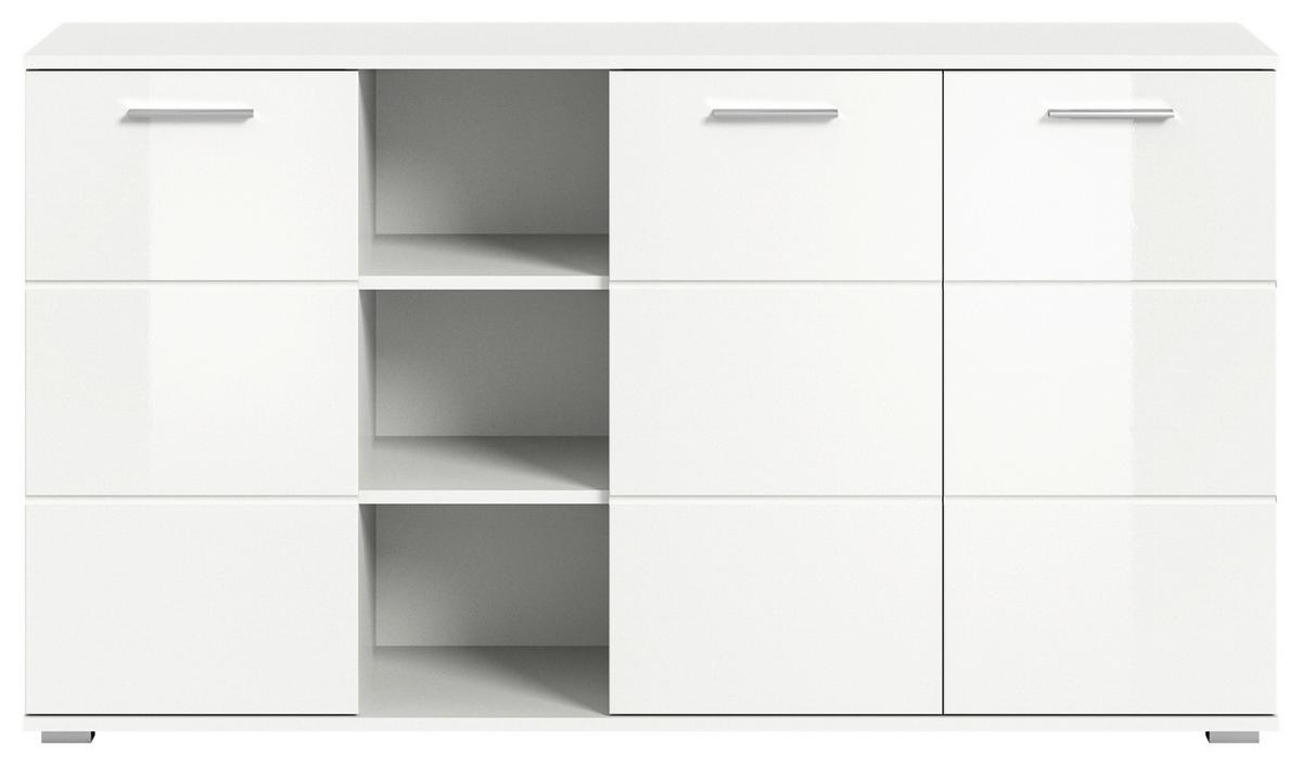 Kommode Prego ca. 150x83 cm Weiß - Weiß Hochglanz, Design, Holzwerkstoff/Kunststoff (150/83/37cm) - Xora