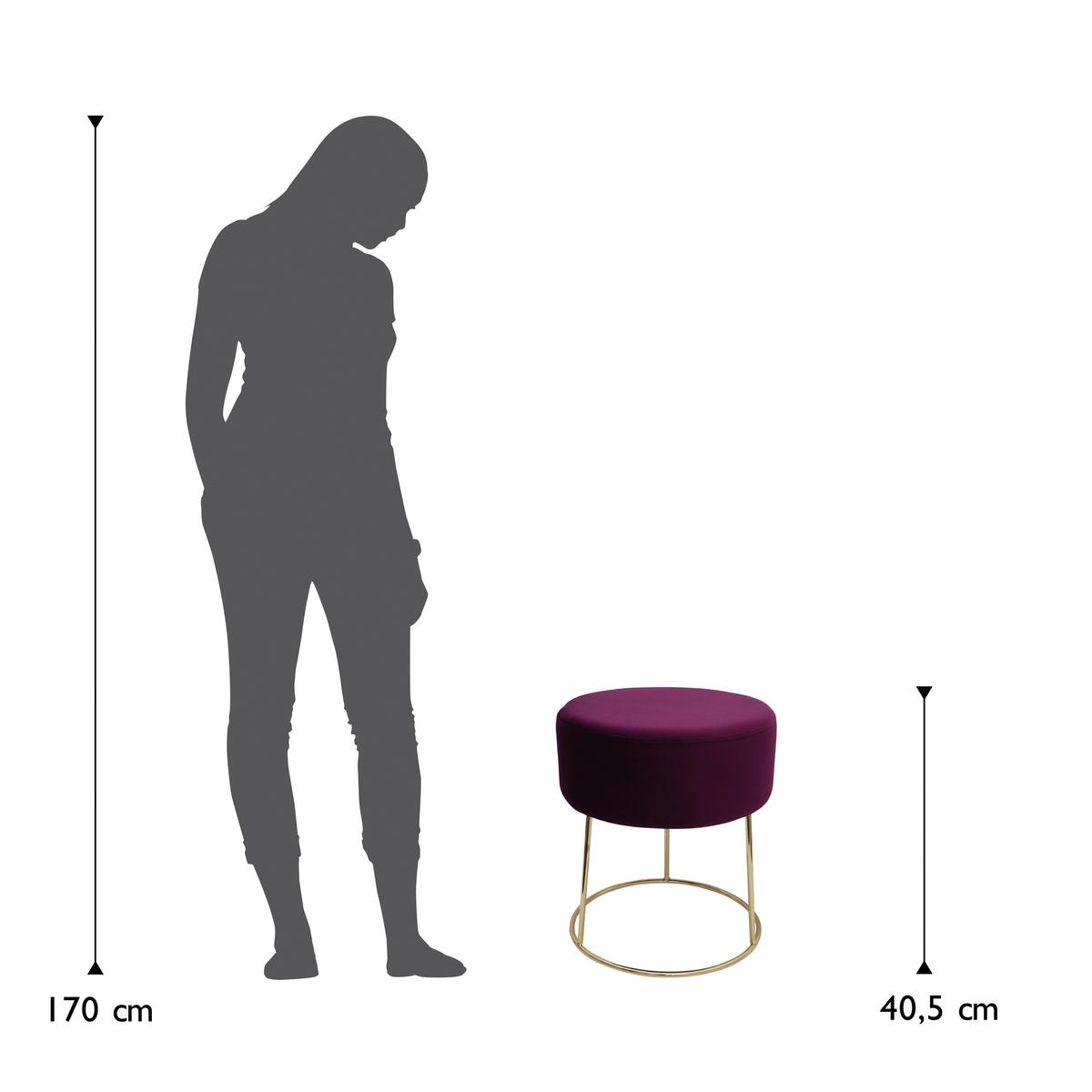 Hocker Marilyn Beere Samt - Beere/Goldfarben, Design, Textil/Metall (35,5/40,5/35,5cm) - Echtwerk