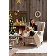 Ohrensessel Beige - Beige/Grau, ROMANTIK / LANDHAUS, Holz/Textil (83/102/87cm) - Zandiara