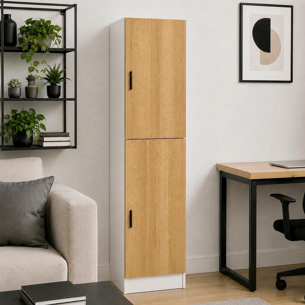 Aktenschrank Dilos Xl - Honigeiche/Weiss, Modern, Holzwerkstoff (52/183/32cm) - MID.YOU