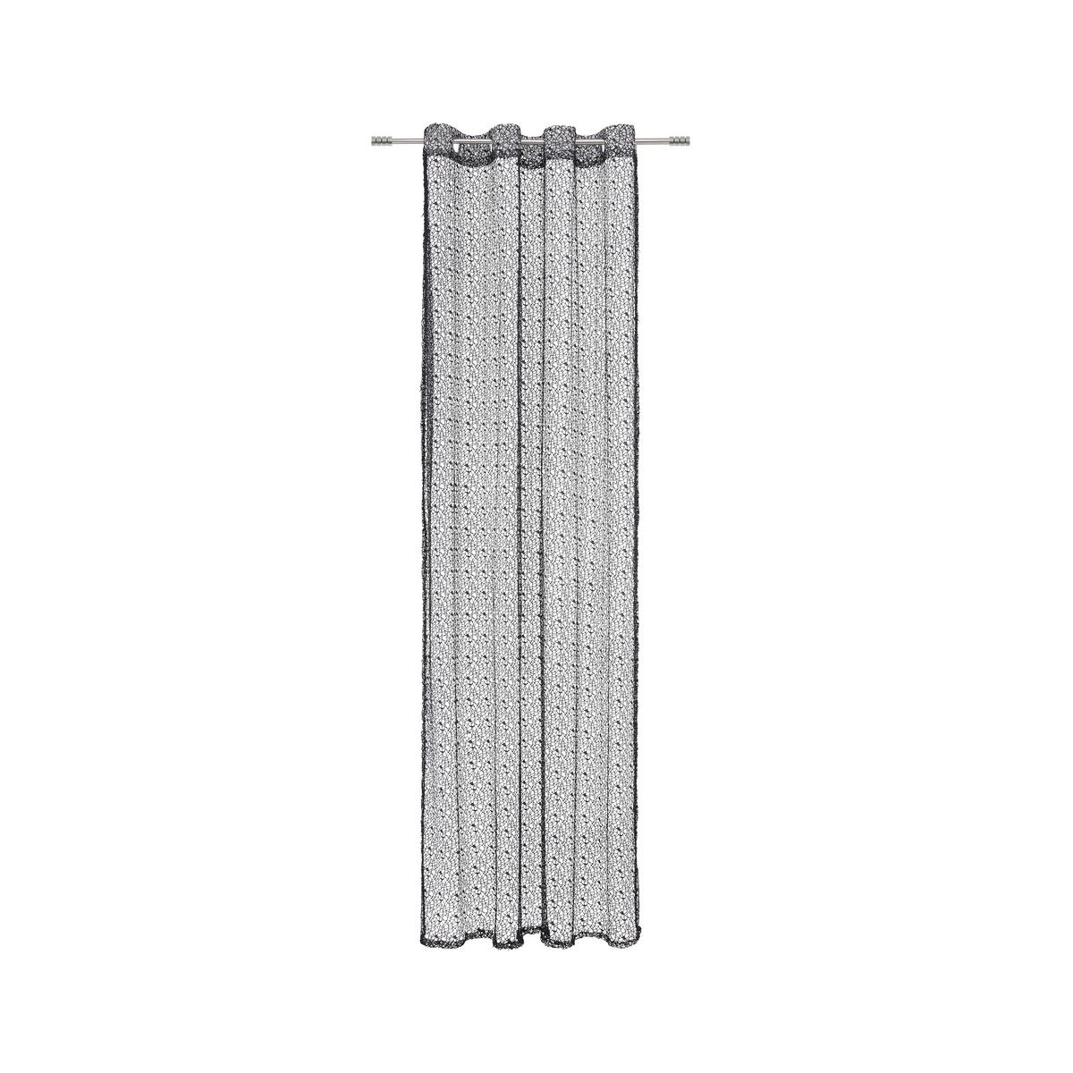 Zavesa Z Obročki Astrid - črna, Moderno, tekstil (140/245cm) - Modern Living