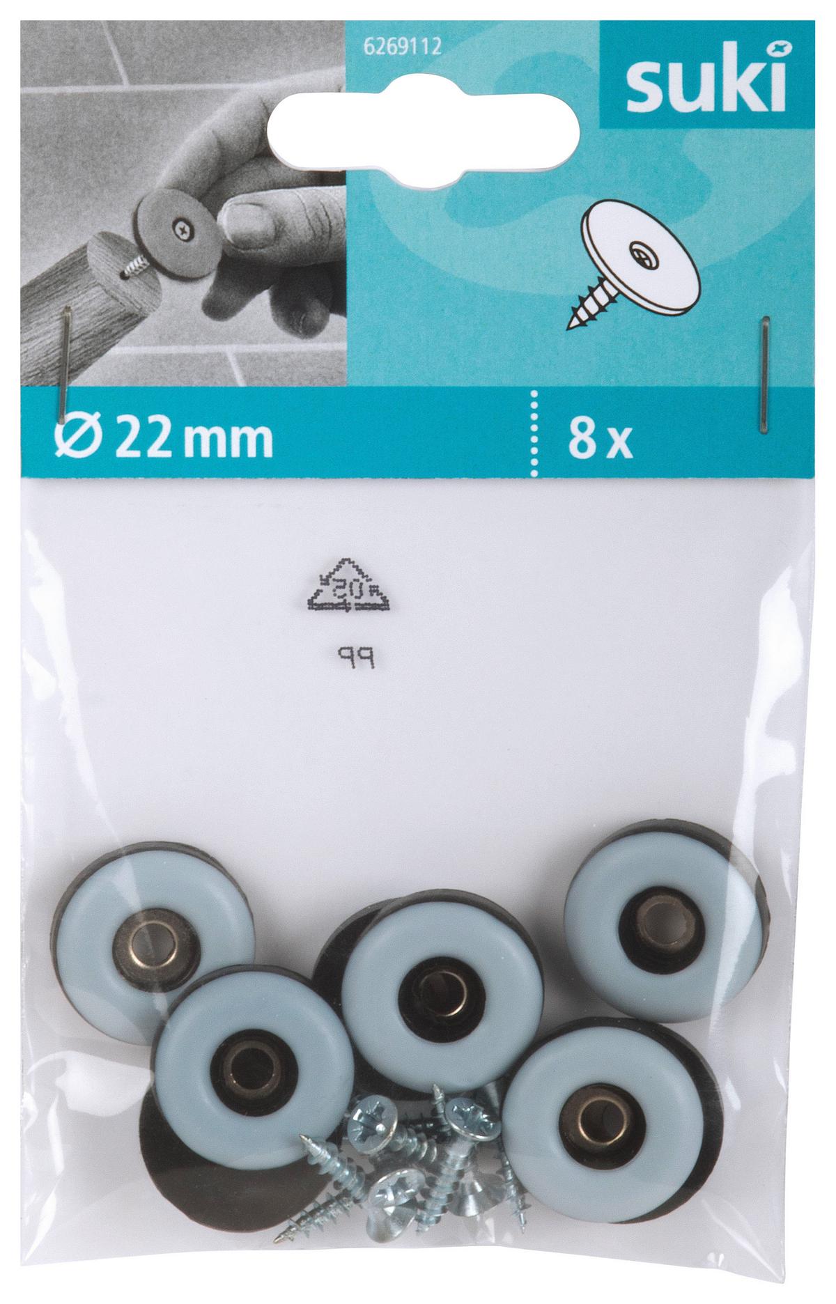 Bútorláb 22mm 8db - szürke, műanyag (2,2/0,5cm) - Suki