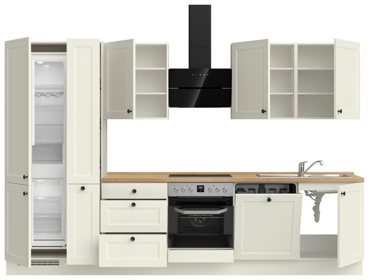 Küchenblock Cascada High m. Geräten Weiß - Eichefarben/Schwarz, MODERN, Holzwerkstoff/Metall (330cm) - Nobilia