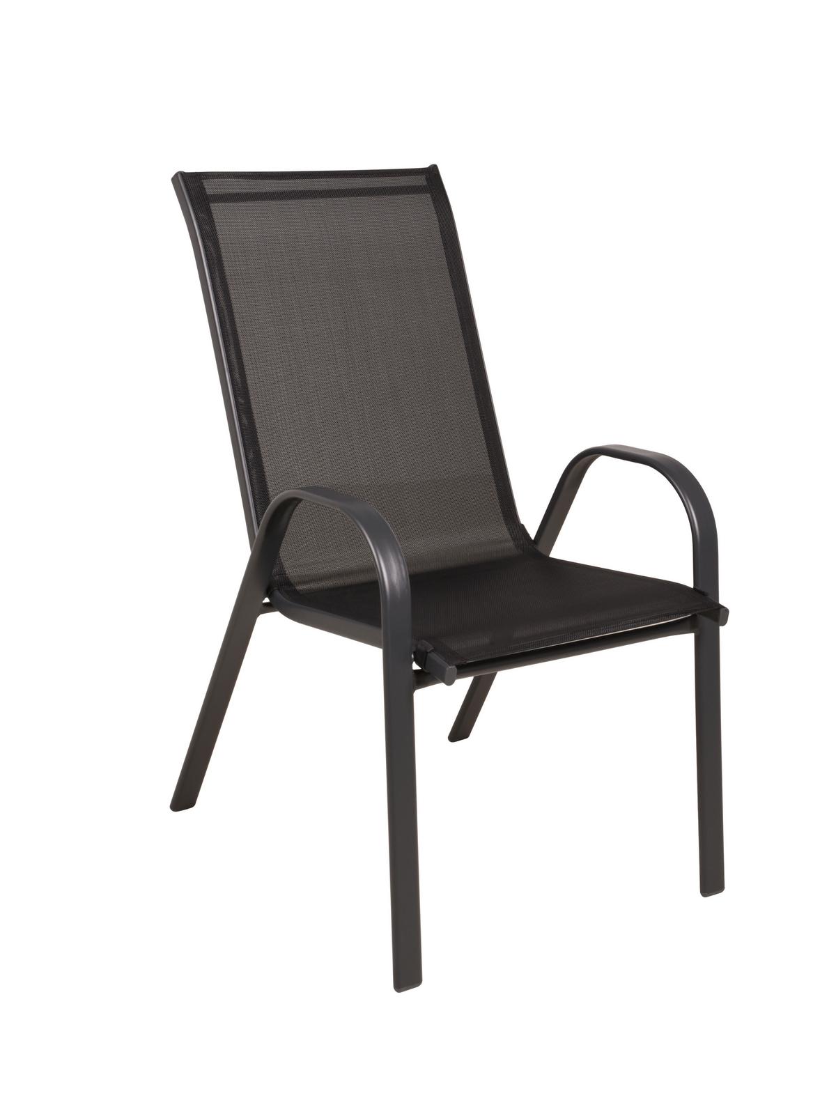 GARTENSTUHL-SET STAPELST. RIONA ANTHR,2ER SET - Anthrazit/Schwarz, MODERN, Kunststoff/Metall (55/94/73cm) - Gardenson