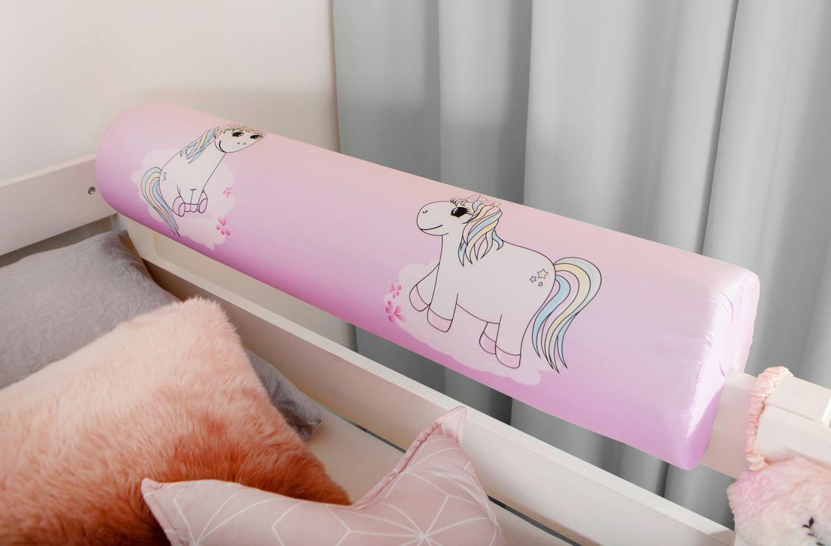 Hochbett Holz Malte ca. 90x200 cm Weiß Einhorn - Naturfarben/Weiß, Natur, Holz (90/200cm) - MID.YOU