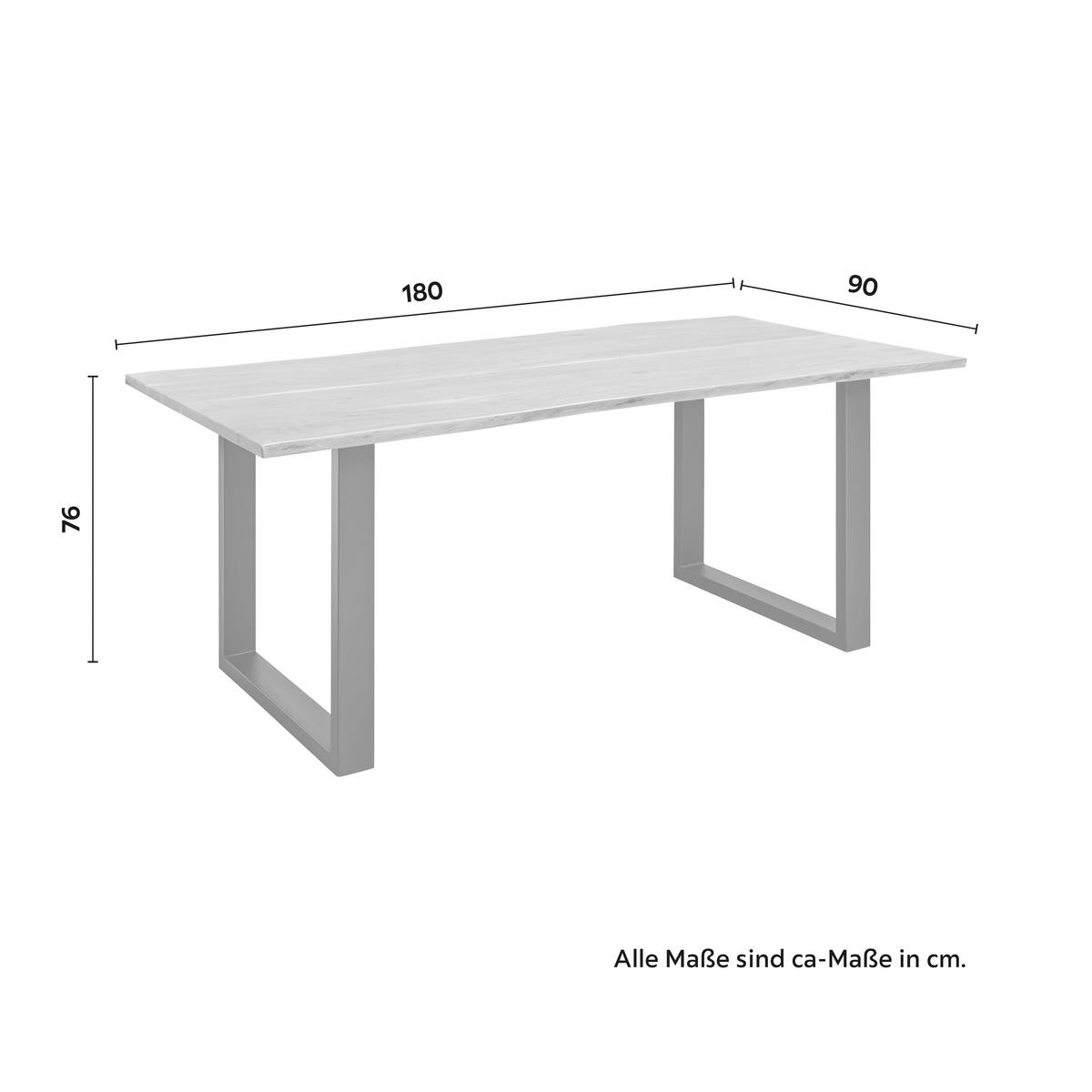 Esstisch Holz, massiv ''Malmo'' ca.180x90 cm, Akazie - Schwarz/Akaziefarben, Modern, Holz/Metall (180/90/76cm) - Bessagi Home