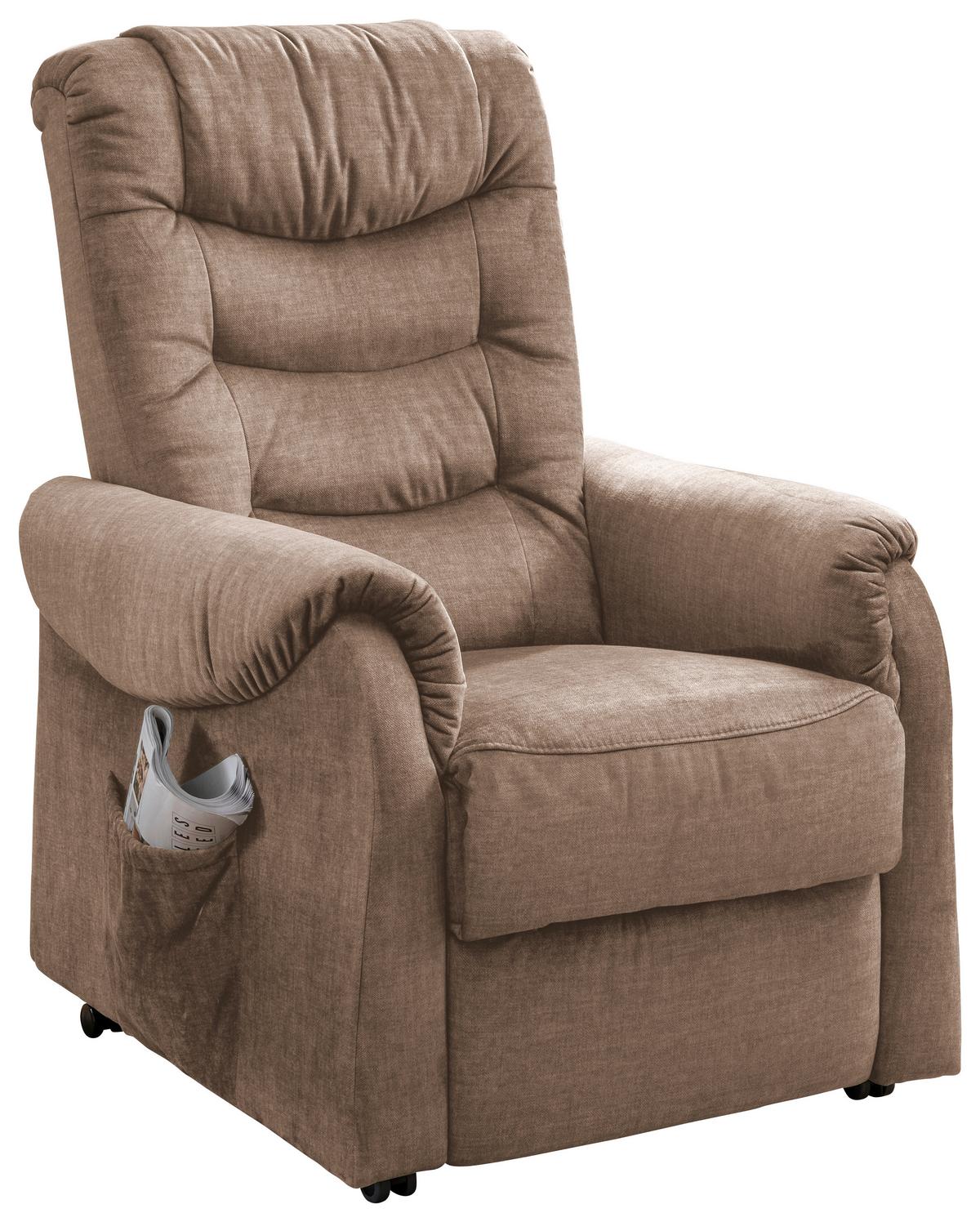 Fernsehsessel Nino Hellbraun Velours - Hellbraun/Schwarz, Design, Kunststoff/Textil (78/107/93cm) - Livetastic