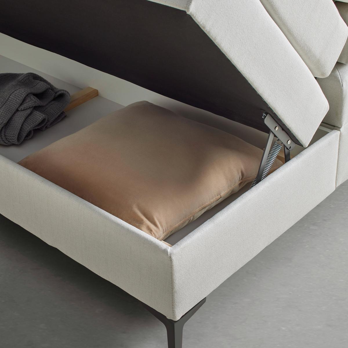 Boxspringbett Bari Creme ca. 140x200cm - Creme/Schwarz, KONVENTIONELL, Textil/Metall (140/200cm) - Mömax