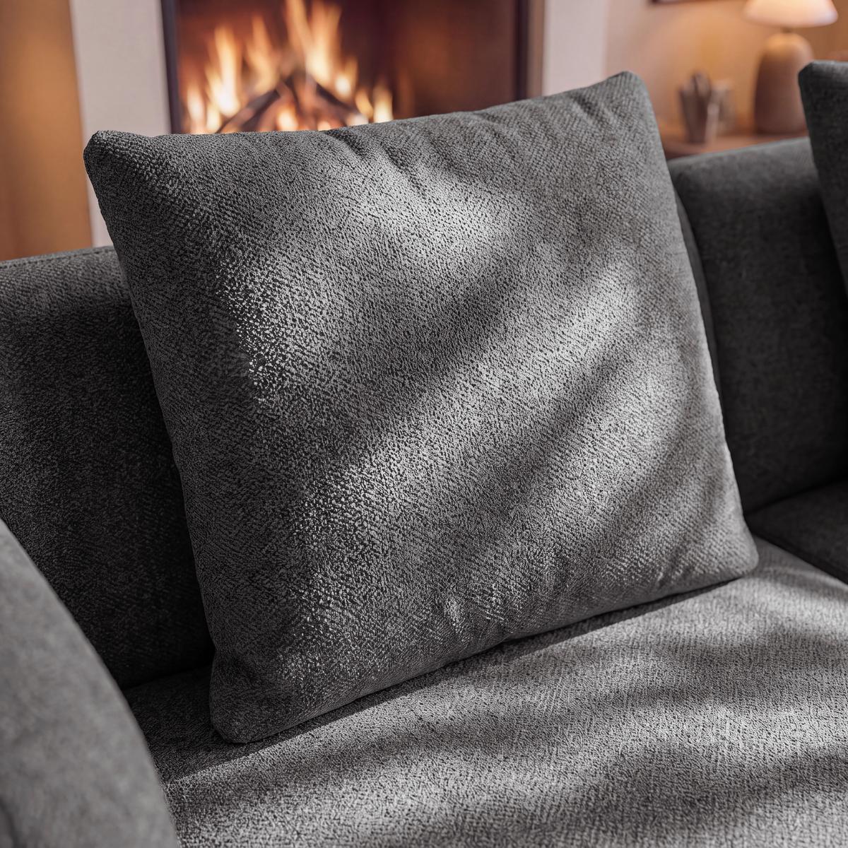 Wohnlandschaft Celina Dunkelgrau Webstoff - Dunkelgrau/Schwarz, MODERN, Holz/Textil (278/180cm) - Bessagi Home