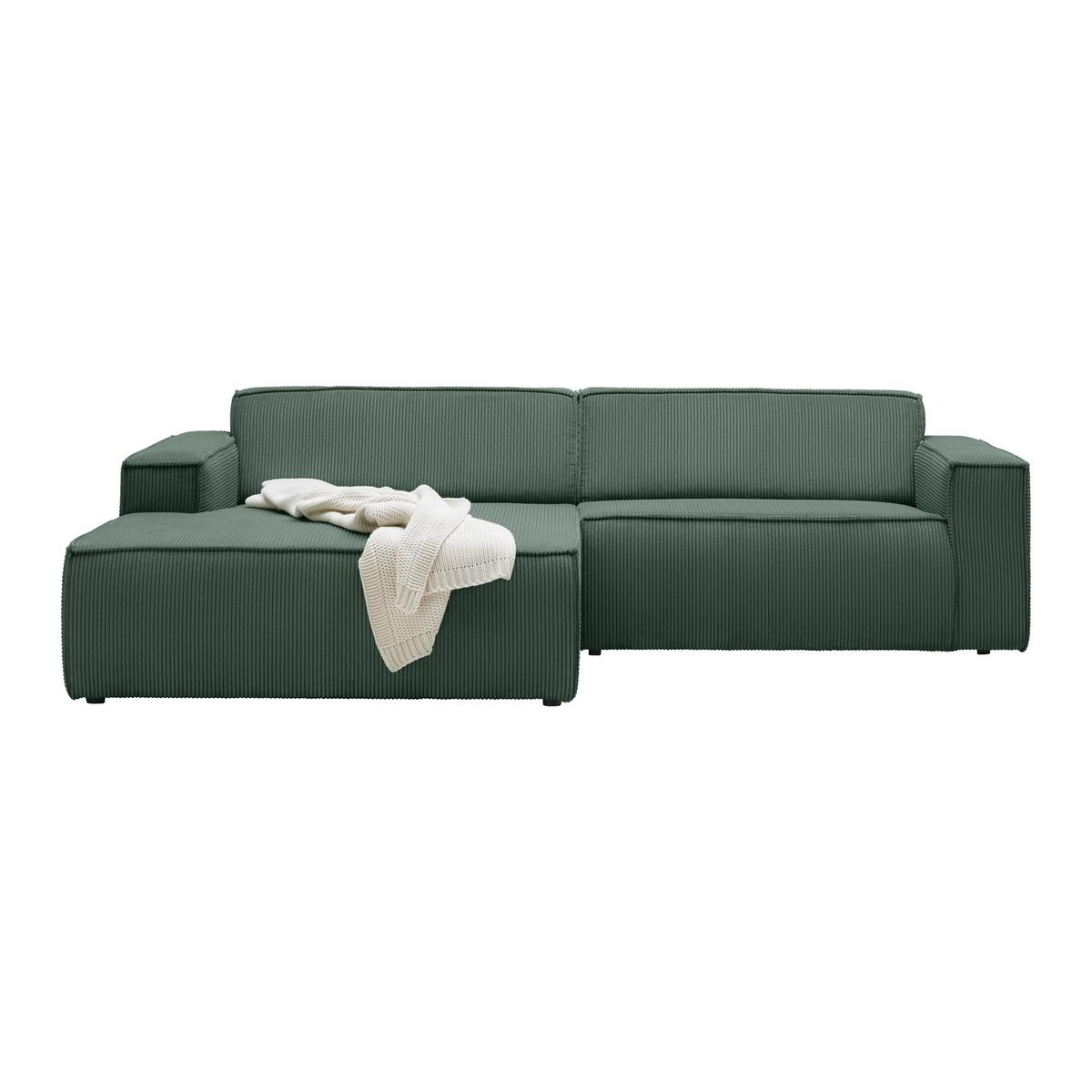 Wohnlandschaft Loft in Dunkelgrün - Dunkelgrün/Schwarz, MODERN, Kunststoff/Textil (172/75/265cm) - Based