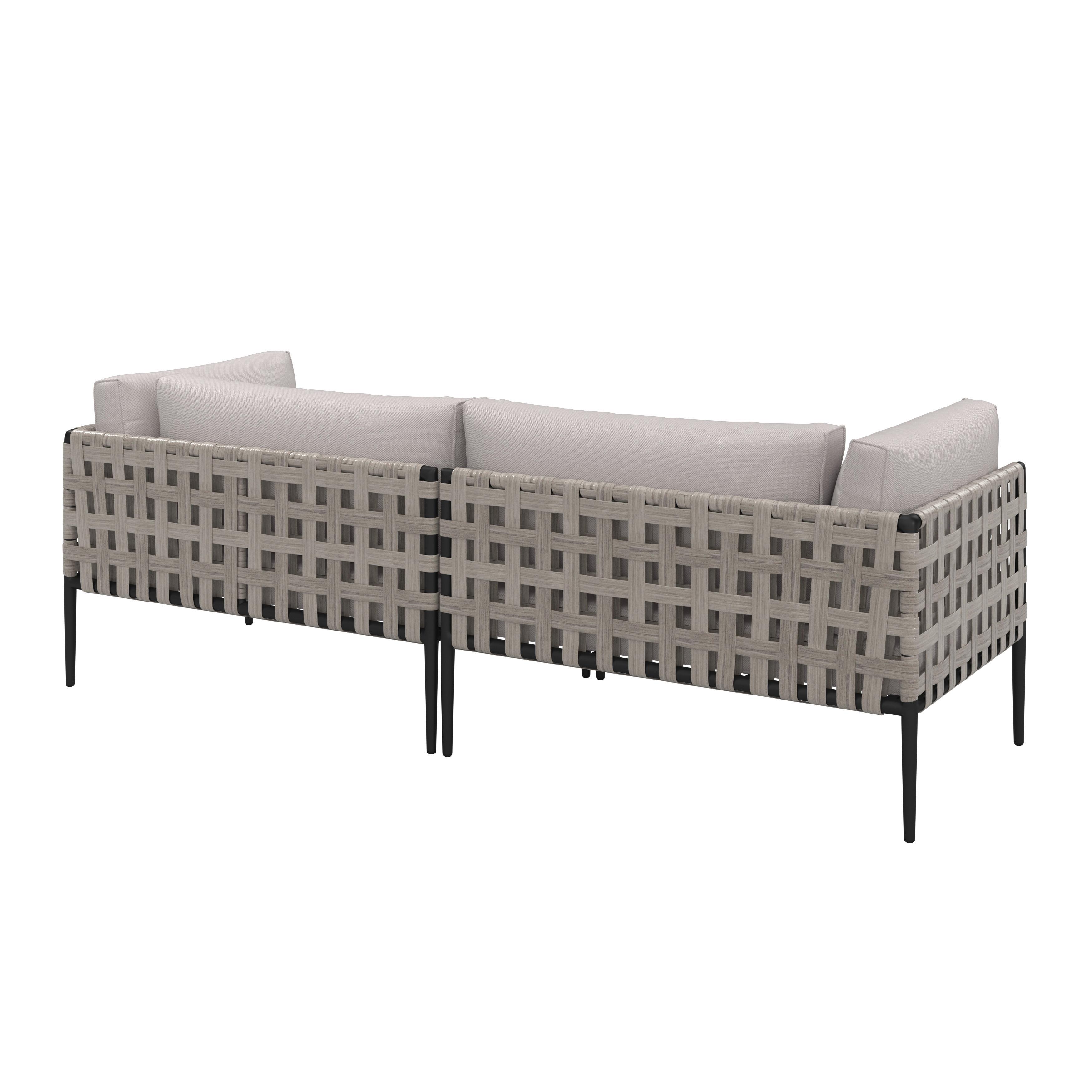 LOUNGEGRUPP ENJA - ljusgrå/grå, Modern, metall/textil (104/60/70cm) - Bessagi Garden
